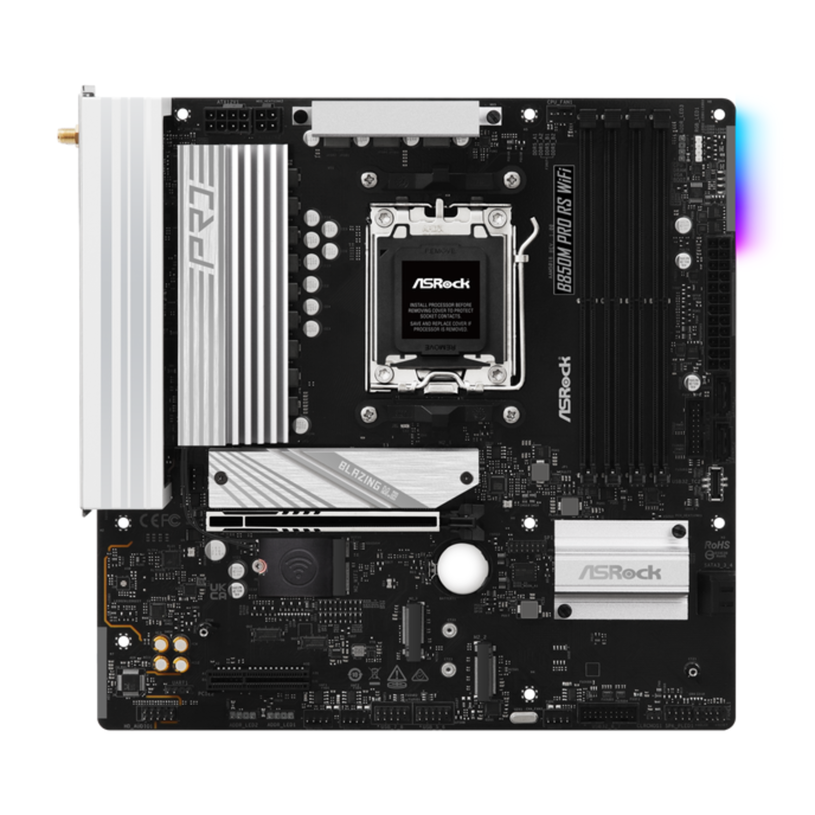 ASRock B850M Pro RS WiFi AM5 MATX HDMIDP DDR5 AMD Socket Ryzen Zen4 MicroMiniFlex-ATX