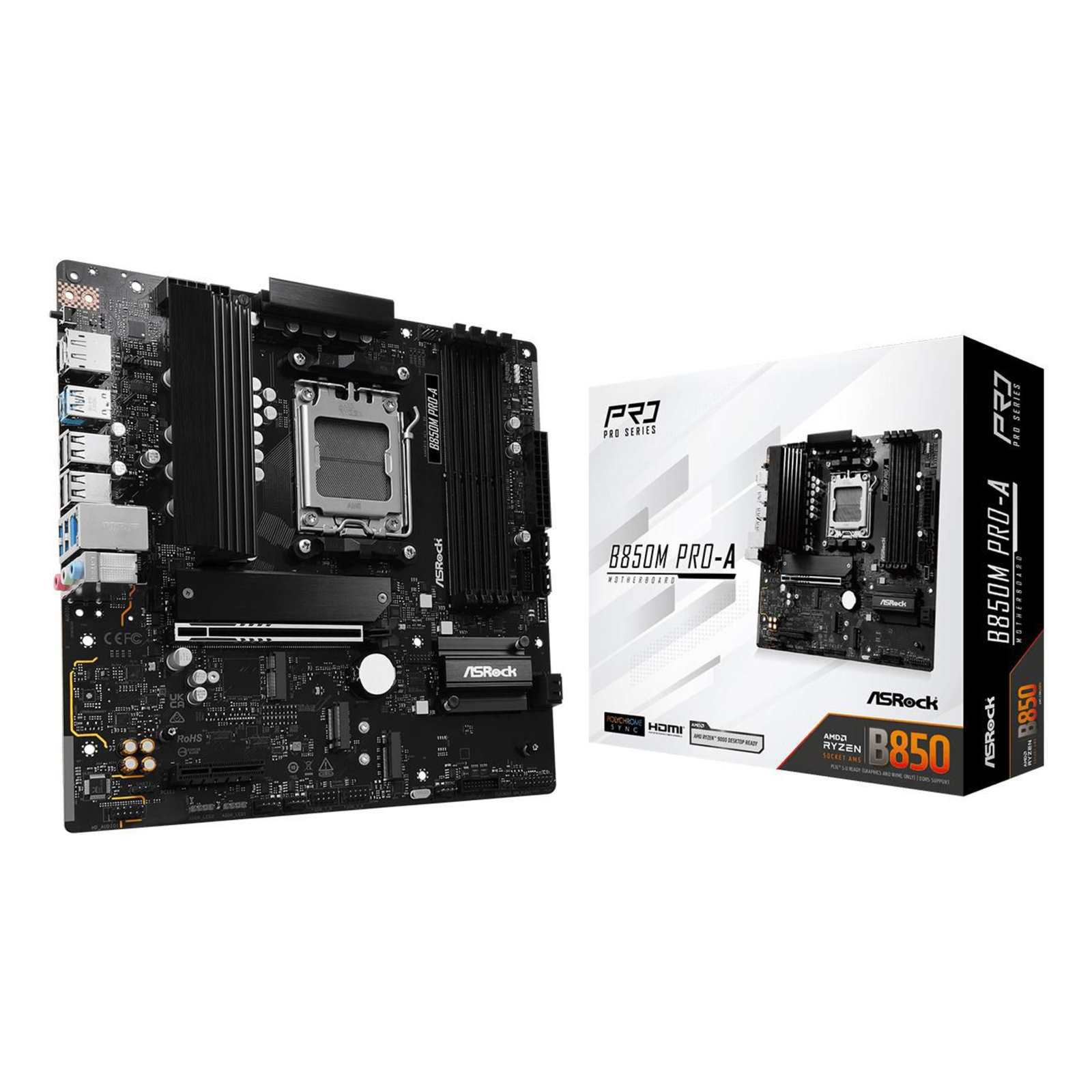 ASRock B850M Pro-A AM5 MATX HDMI/DP DDR5 AMD Socket AM5 (Ryzen Zen4) Micro/Mini/Fle