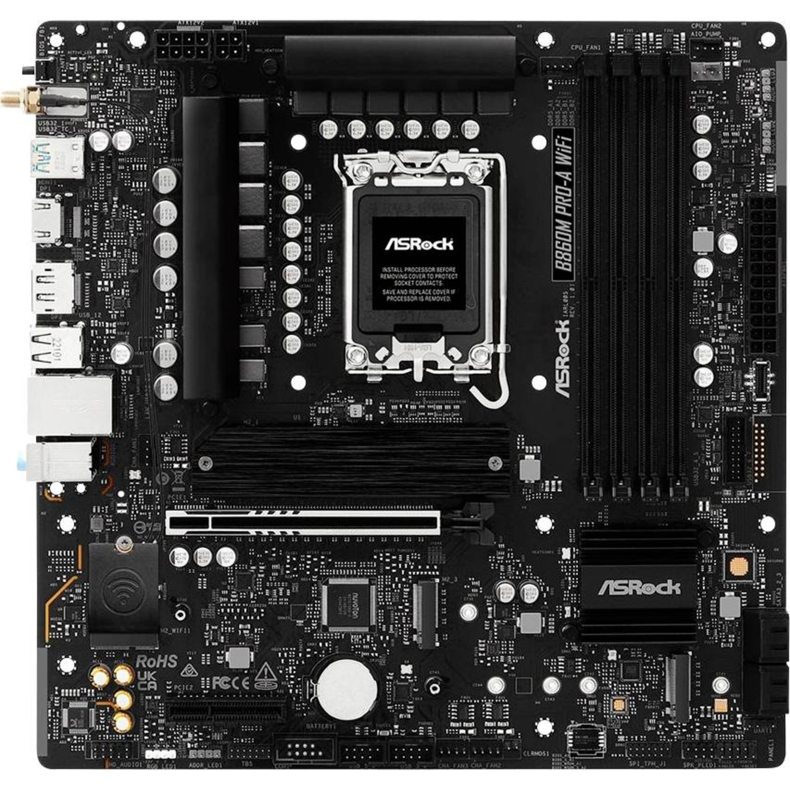 ASRock B860M Pro-A WiFi Intel B860 LGA1851 4x DDR5 3x M.2 HDMI DP USB-C WiFi MATX