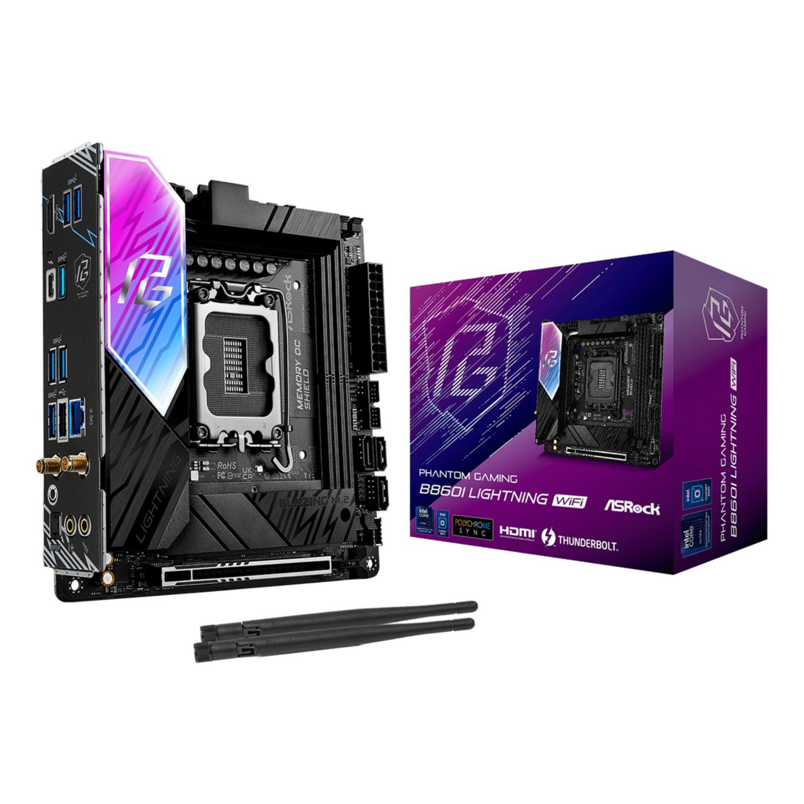 ASRock B860I Lightning WiFi Intel B860 LGA1851 2x DDR5 2x M.2 HDMI Thunderbolt 4 WiFi
