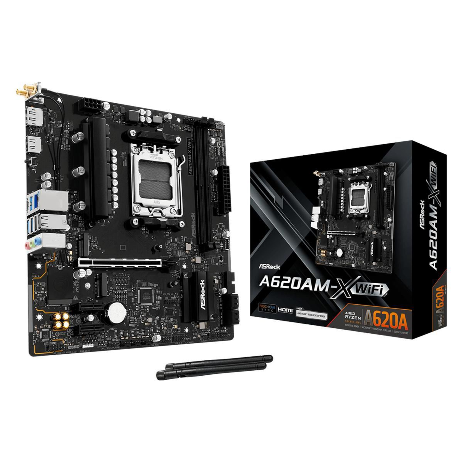 ASRock A620AM-X WiFi AM5 MATX HDMI/DP DDR5 AMD Socket AM5 (Ryzen Zen4) Micro/Mini/Flex-ATX
