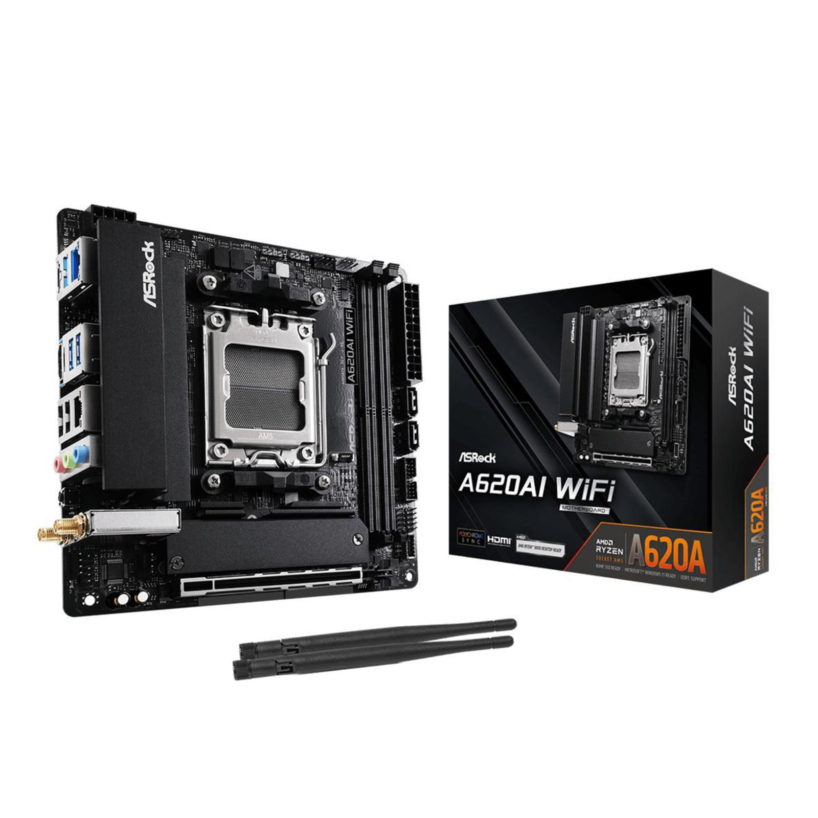 ASRock A620AI WiFi AM5 MITX HDMI DDR5 Retail AMD Socket AM5 (Ryzen Zen4) DDR5