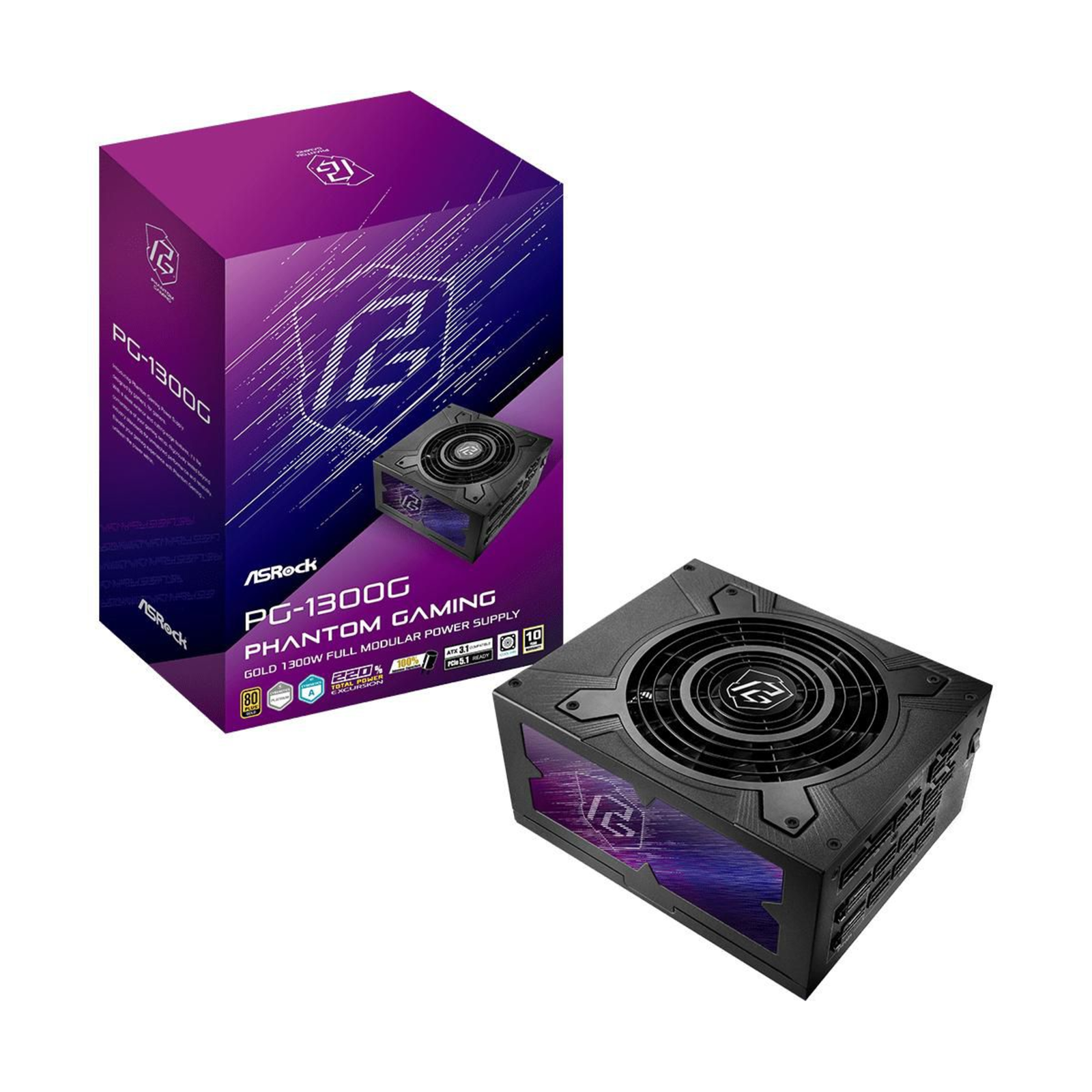 ASRock ATX PHANTOM GAMING Power Supply 1300W (BLACK)