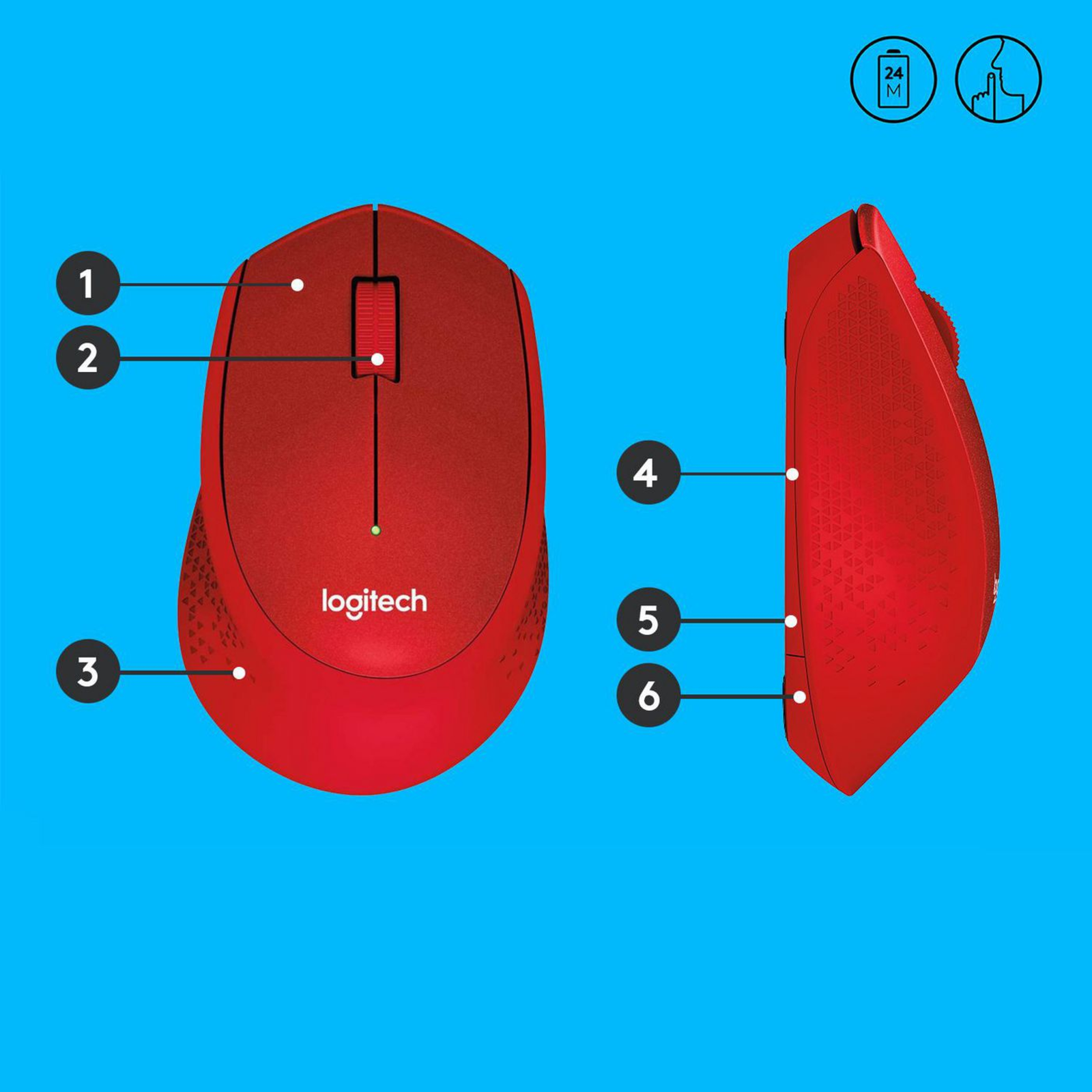 Logitech M330 SILENT PLUS Mechanical Wireless Red