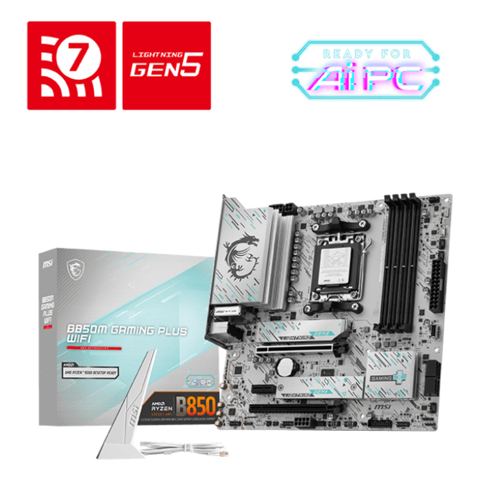 MSI B850M GAMING PLUS WIFI AMD Socket AM5 Ryzen 7000 Series 8000 9000 DDR5 SDRAM 256GB