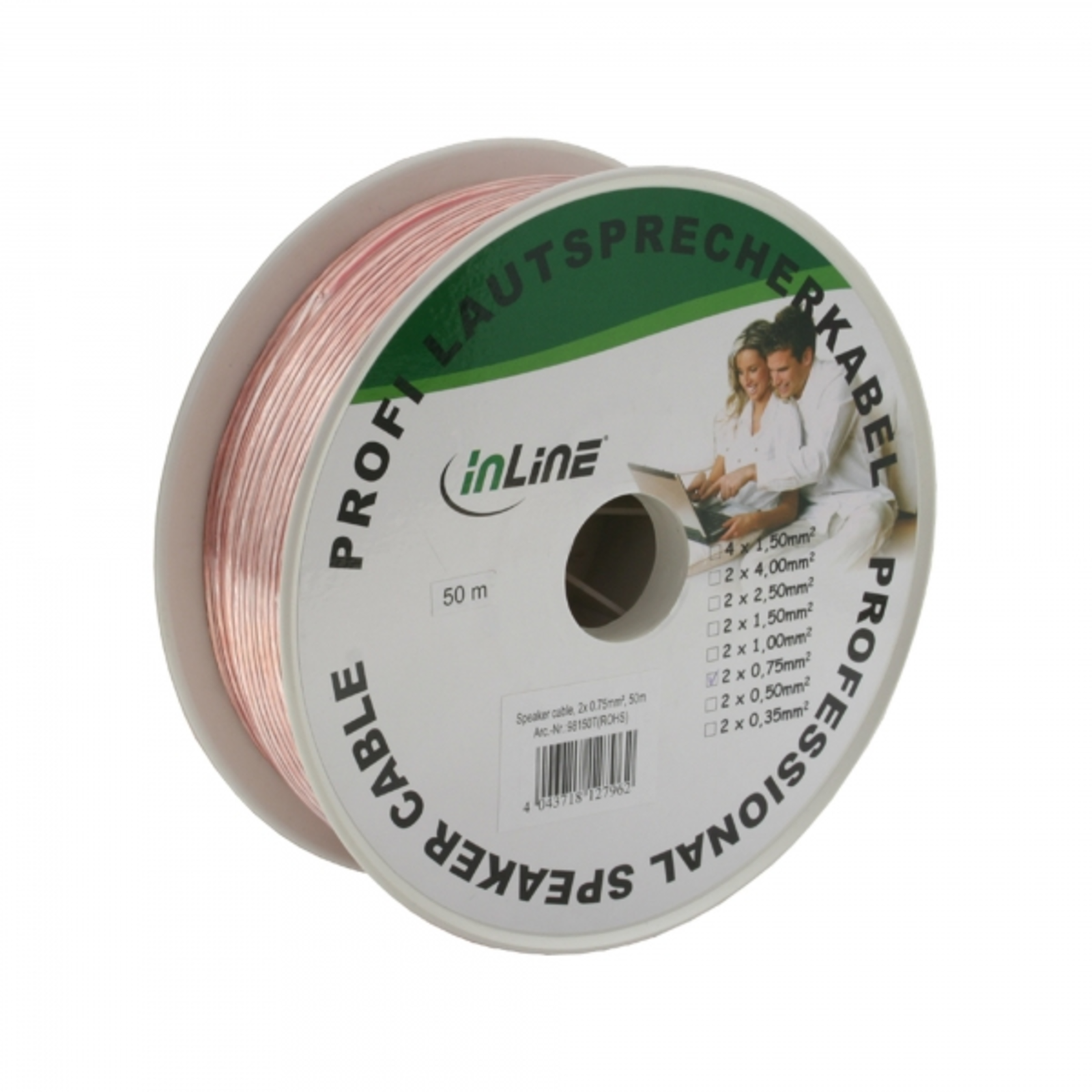 InLine Speaker Cable 2x 0.75mm CCA transparent 50m