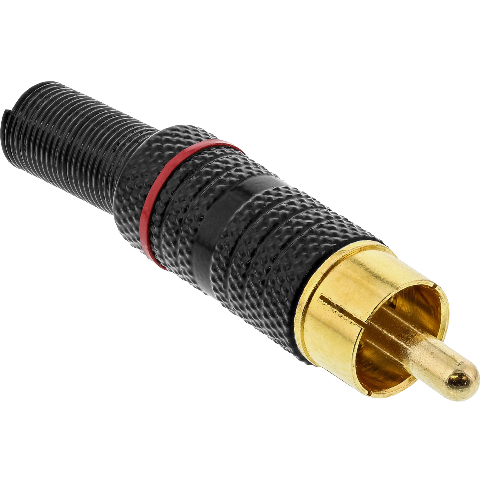 InLine RCA Plug Solder Version Metal Black Ring Red for 6mm Cable
