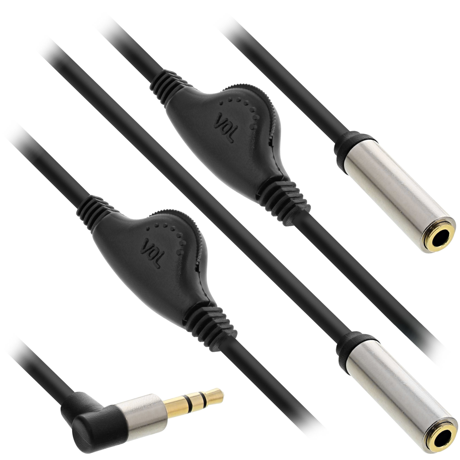 InLine Slim Audio Y-cable Jack 3.5mm ST to 2x BU with Volume Control 0.25m