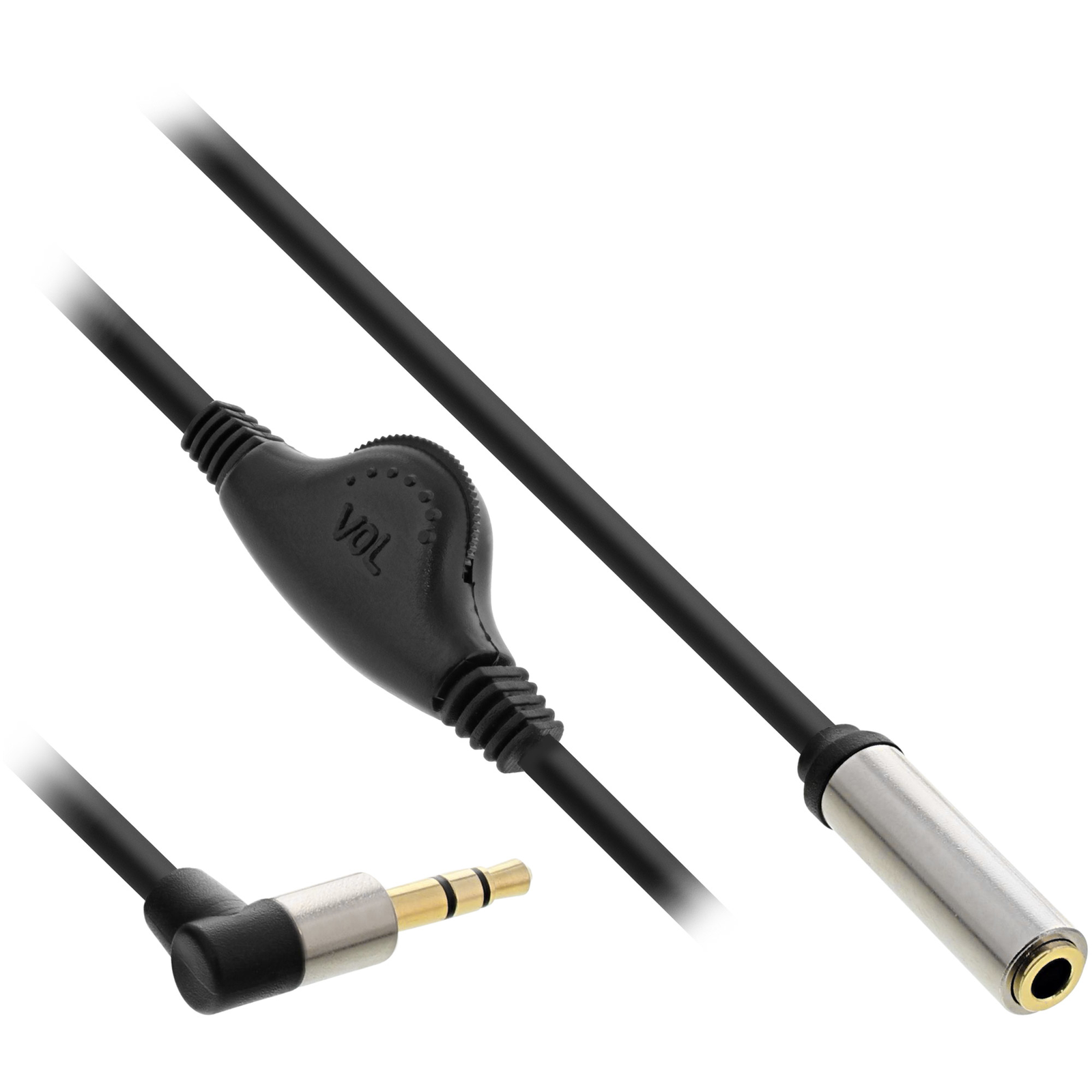 InLine Slim Audio Cable Jack 3.5mm ST Angled BU with Volume Control