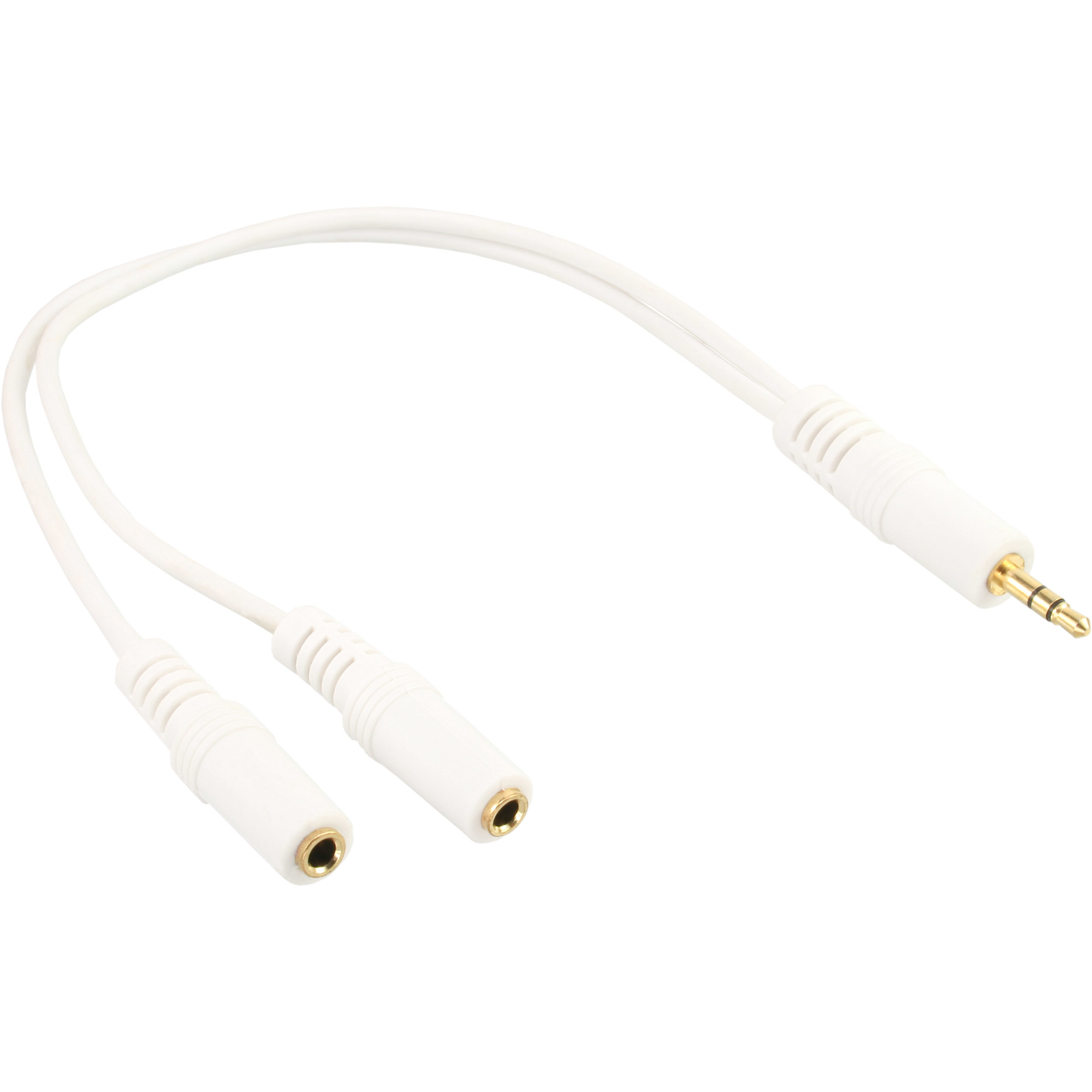 InLine Jack Y-cable 3.5mm ST to 2x 3.5mm BU Stereo White-gold-plated 0.1m