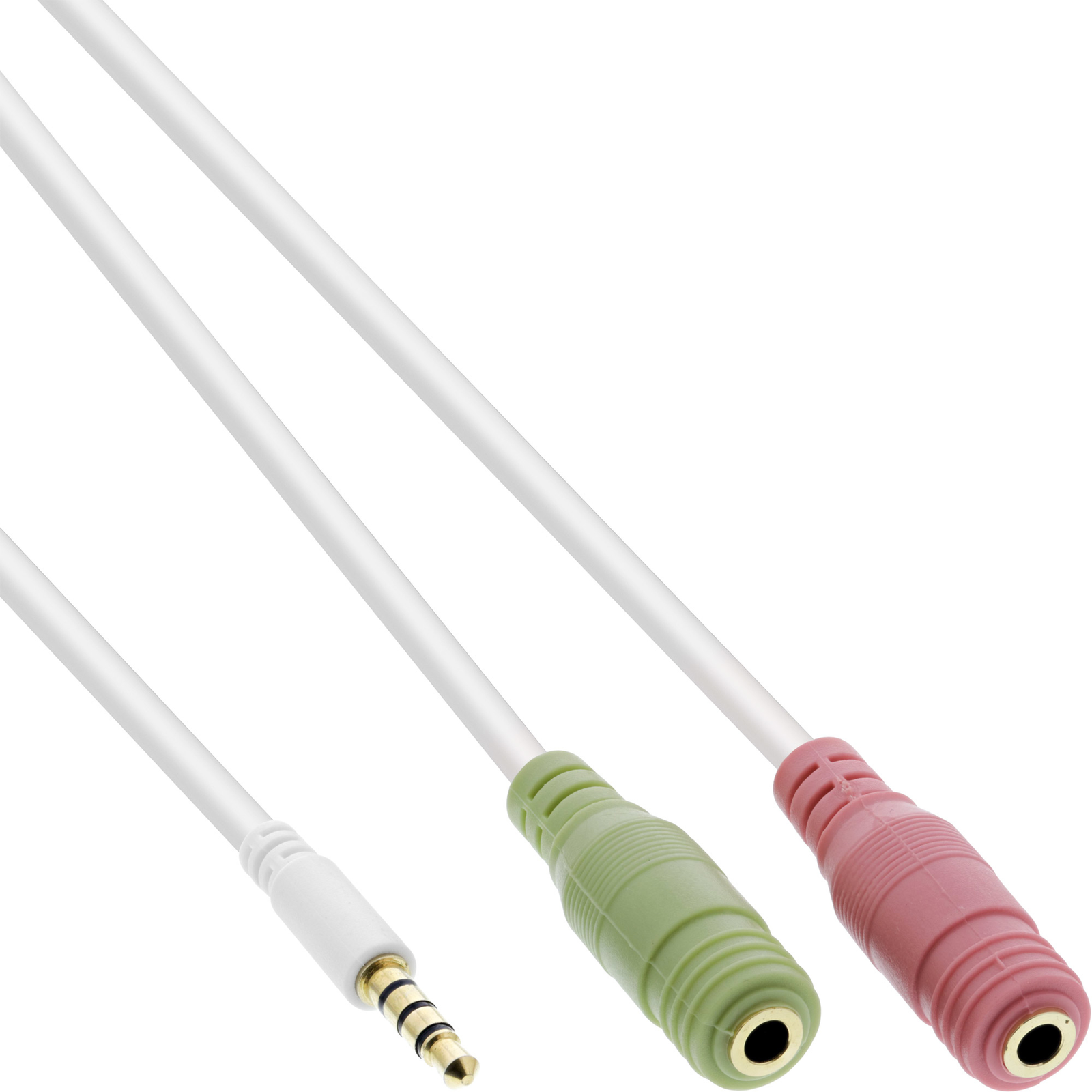InLine Headset Adapter Cable 3.5mm Plug to 2x3.5mm Socket White 1m