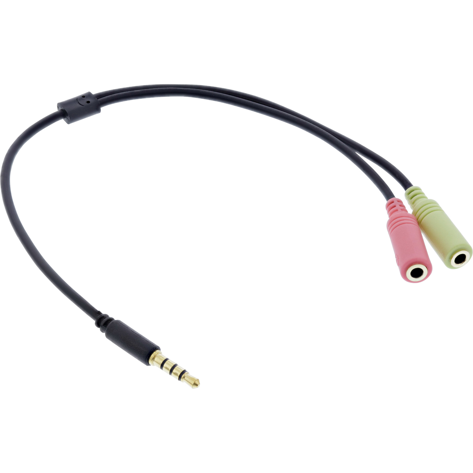 InLine Headset Adapter Cable 3.5mm Plug to 2x3.5mm Socket Black 2m