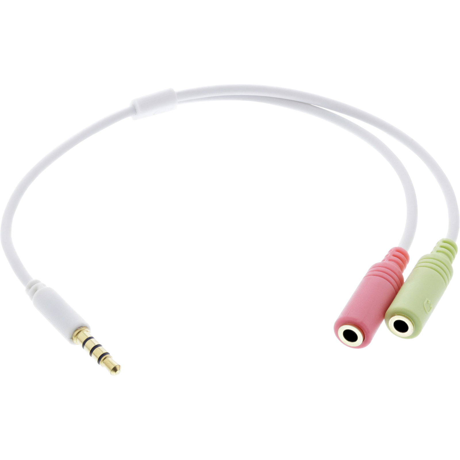 InLine Headset Adapter Cable 3.5mm Plug to 2x3.5mm Socket White 0.15m