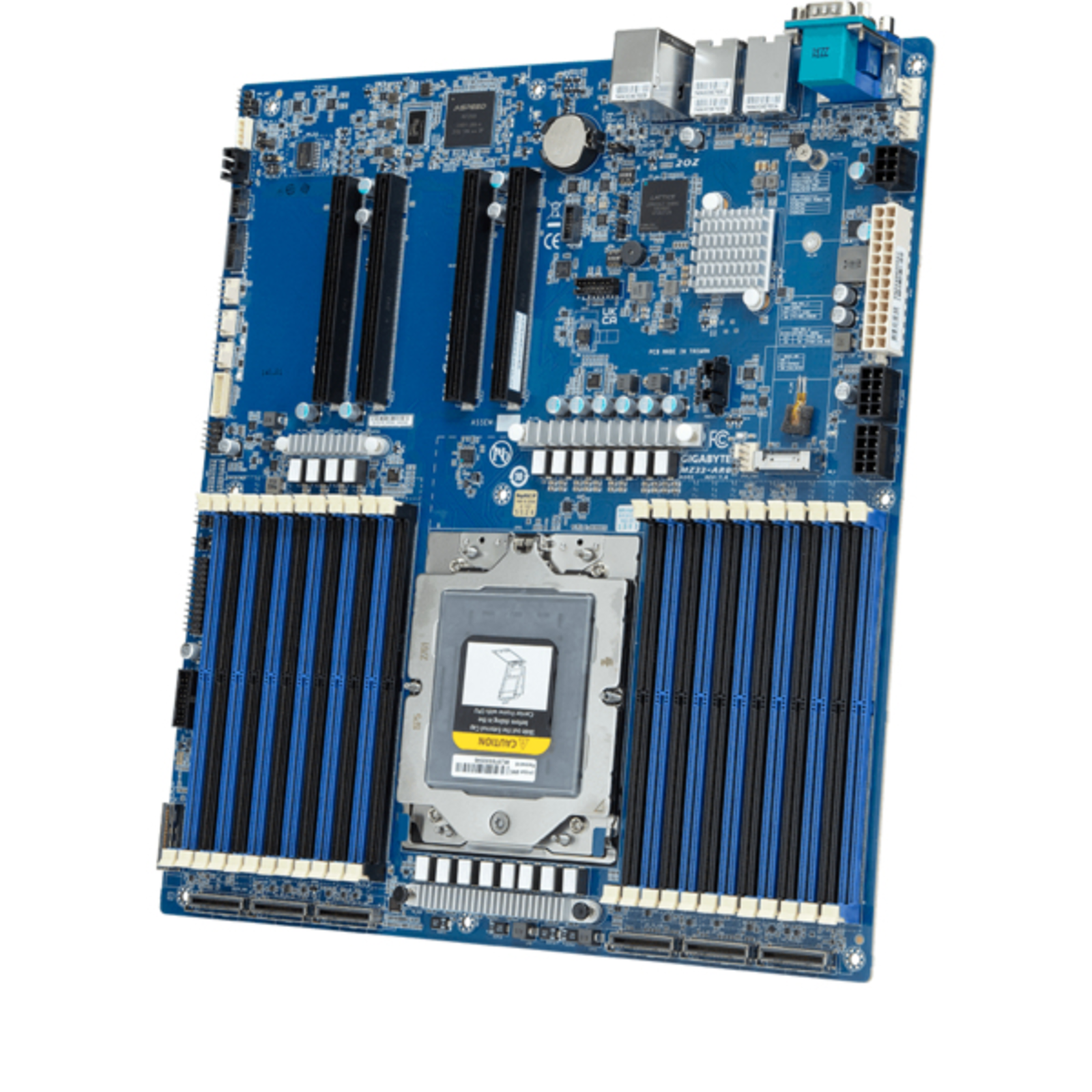 GIGABYTE Motherboard MZ33-AR0 1x SP5 AMD Epyc 9004 SoC 24x DIMM 6x MCIO 8i 1xM2 2x10Gbe IPMI E -ATX