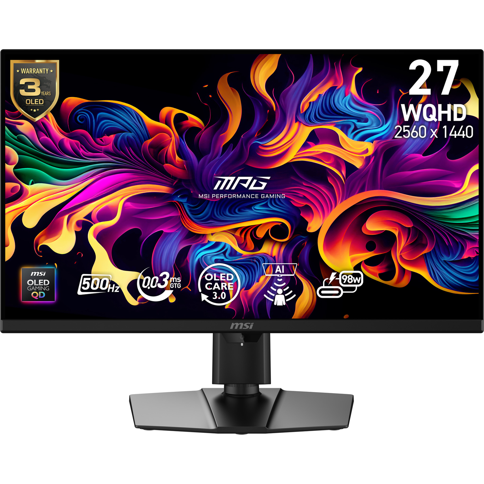 MSI MPG 271QRDE QD-OLED X50 500Hz PD 98Watt OLED (QD-OLED) Quantum Dot