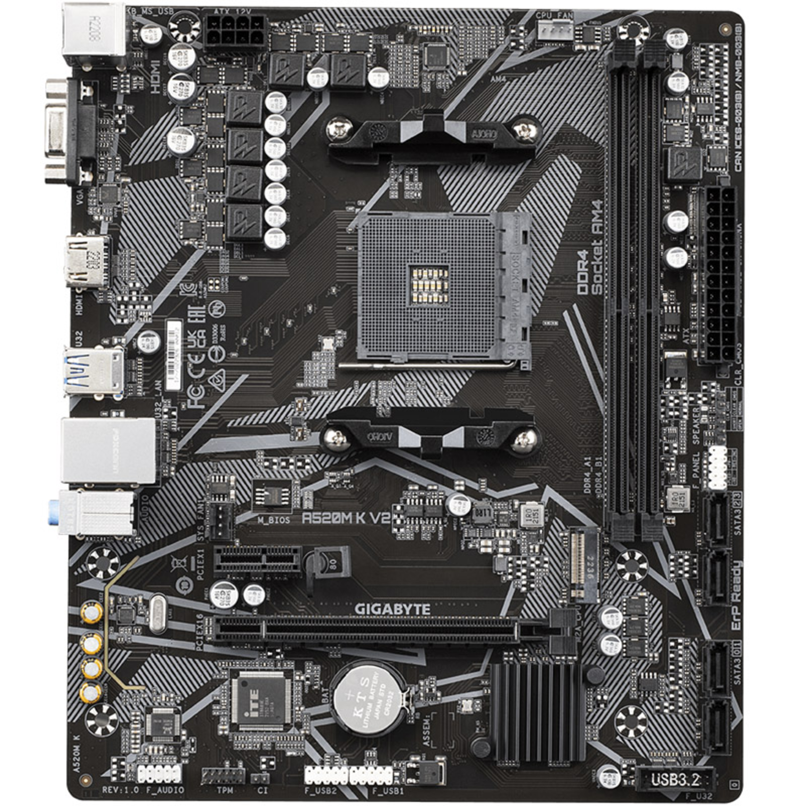 GIGABYTE A520M K V2 1.0 Motherboard Micro ATX Socket AM4