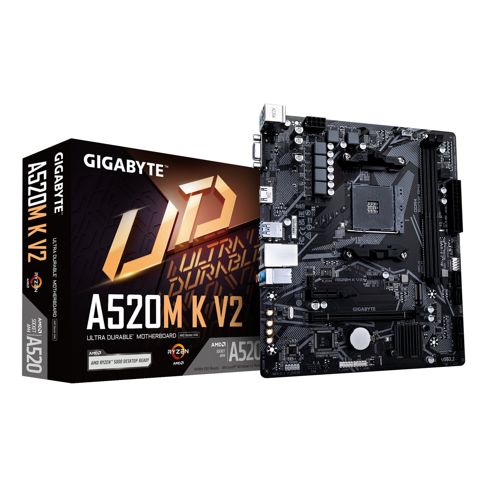 Gigabyte A520M-K V2 Socket AM4 AMD A520 2xDDR4 Micro-ATX Motherboard