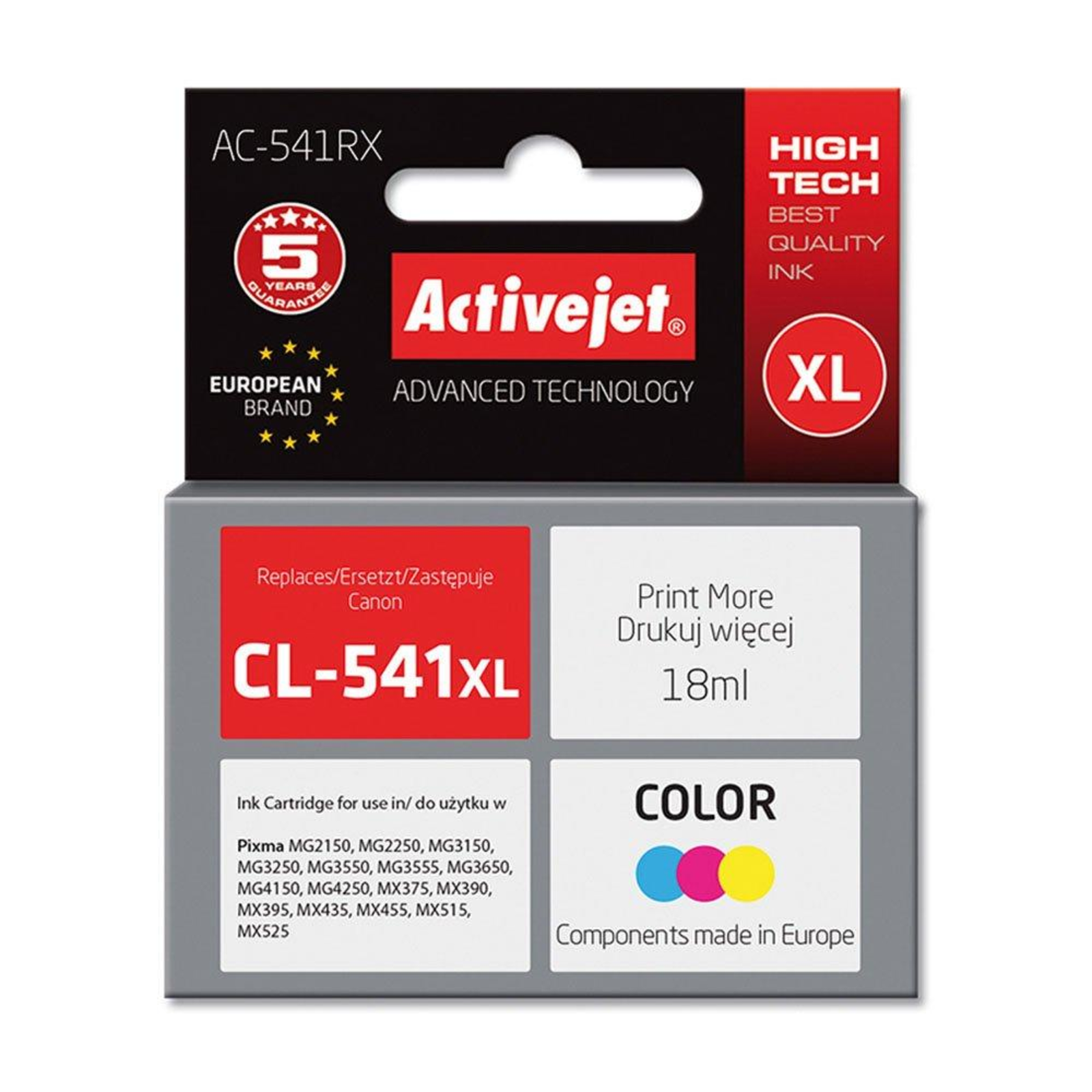 Activejet AC-541RX Ink Canon CL-541XL Replacement Premium 18 Ml Colour