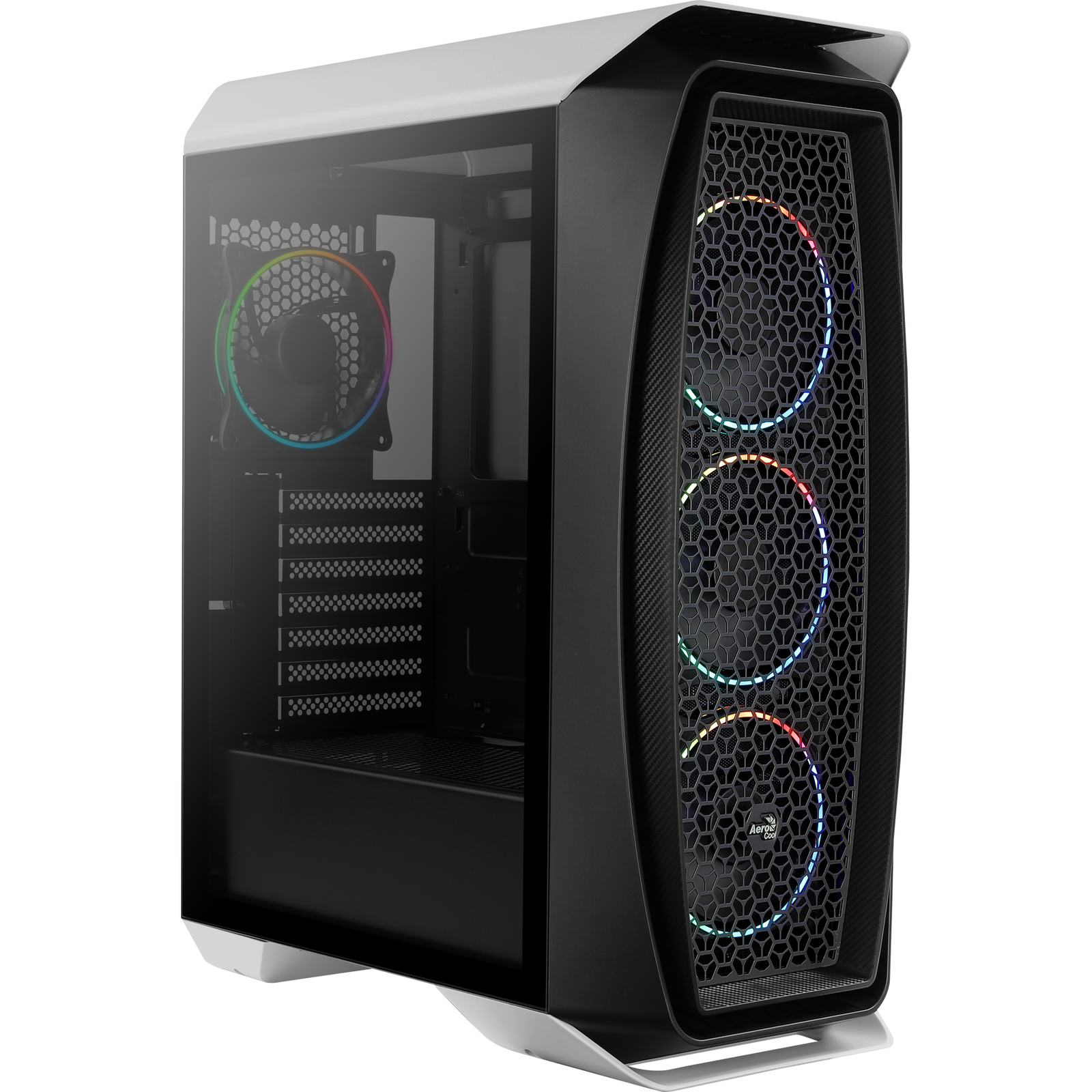 AeroCool ATX AERO ONE ECLIPSE RGB MID-TOWER Case with GLASS PANEL (WHITE)