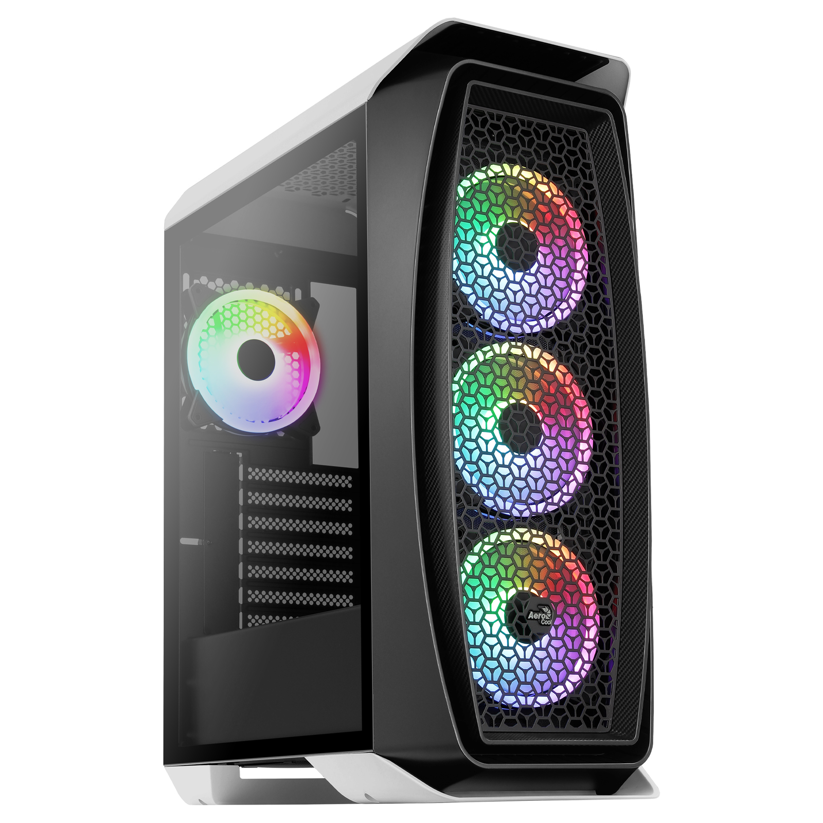 AeroCool ATX AERO ONE DUO RGB MID-TOWER Case with GLASS PANEL (WHITE)