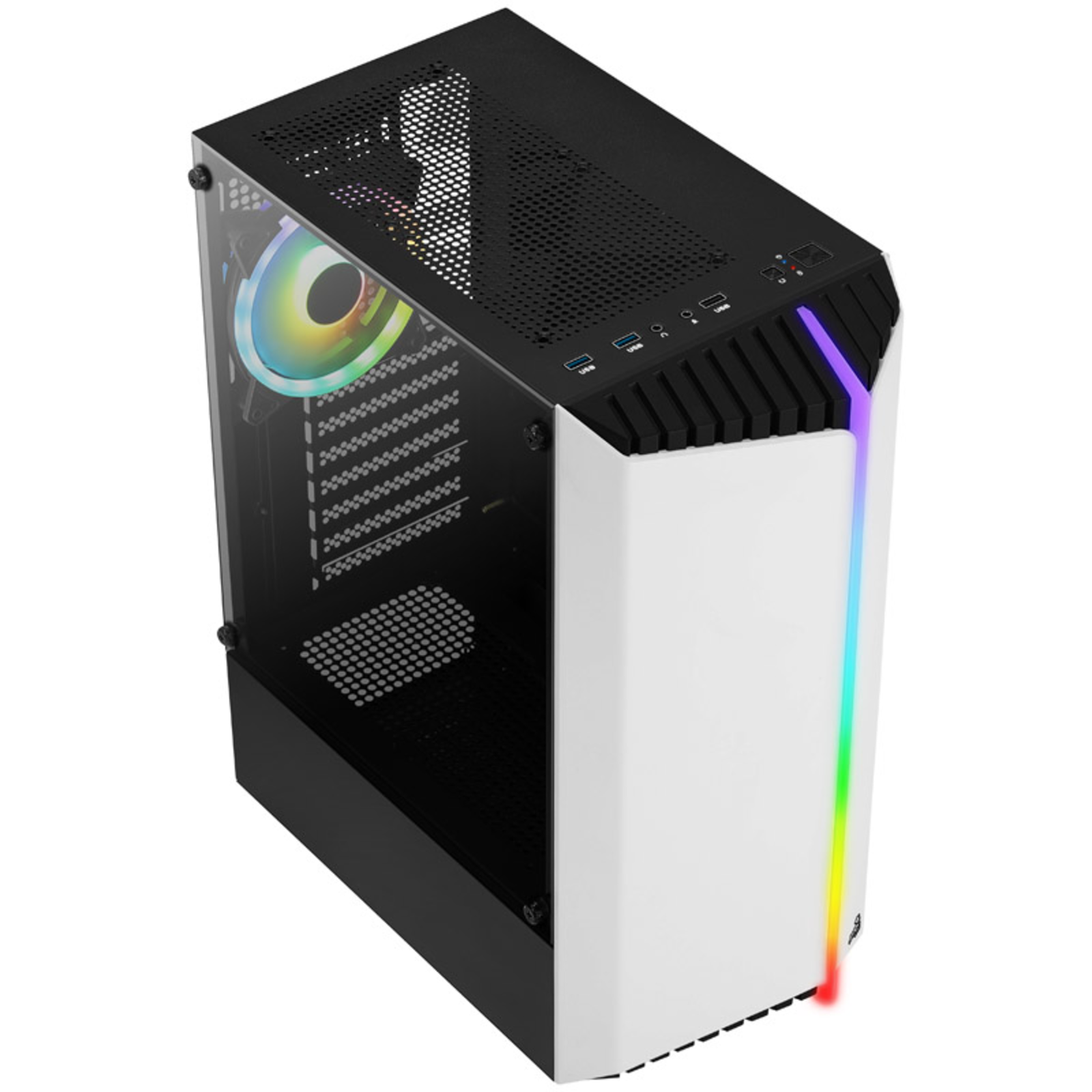 AeroCool Bionic V2 Midi-Tower RGB Tempered Glass Black/white