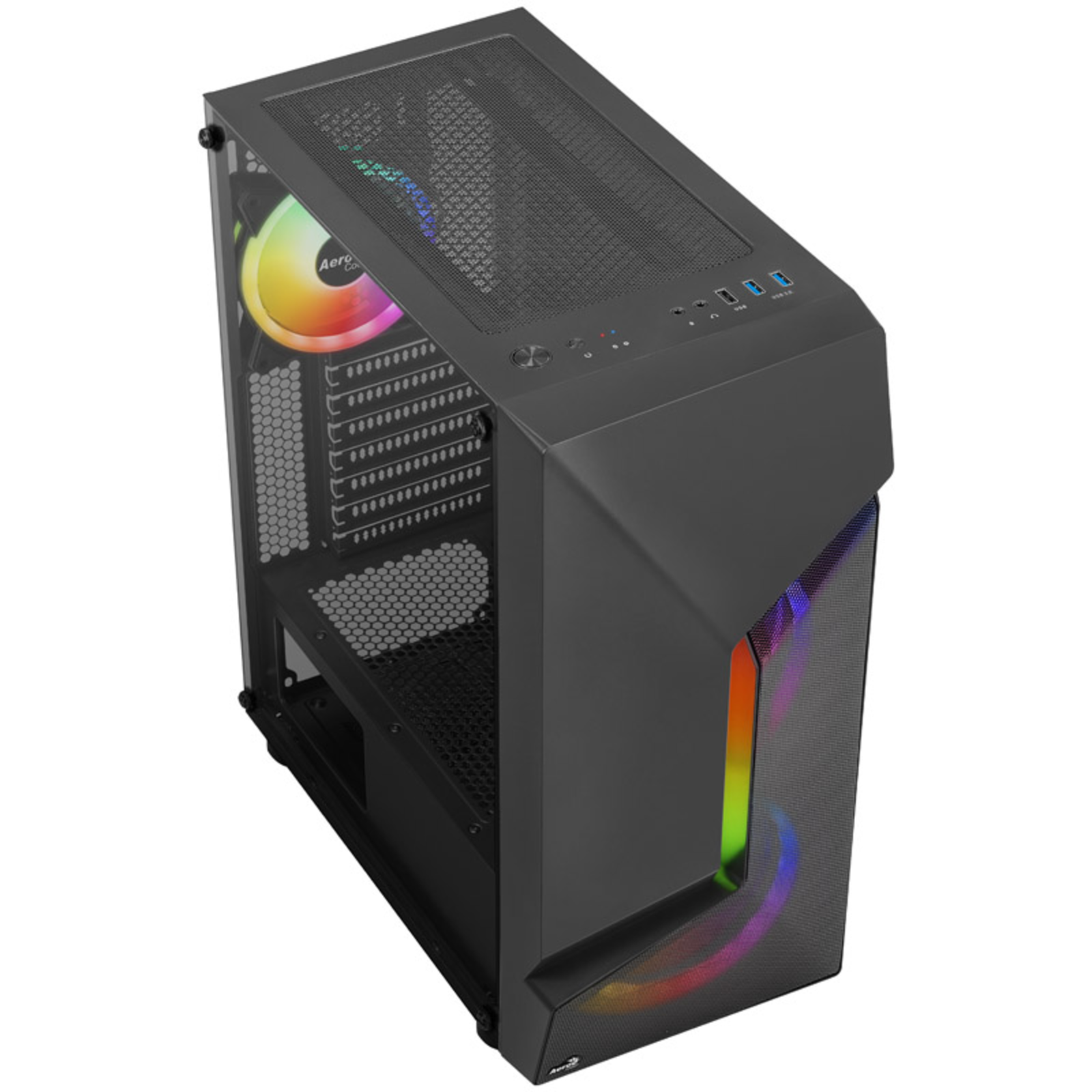 AeroCool Scape-G-BK-v2 Midi-Tower Tempered Glass FRGB Black