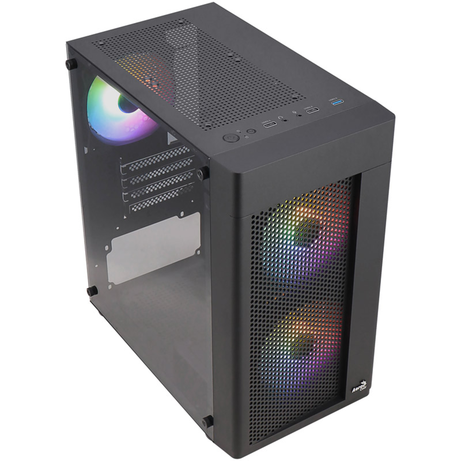 AeroCool Hexform-G-BK-v2 Midi-Tower Tempered Glass Black