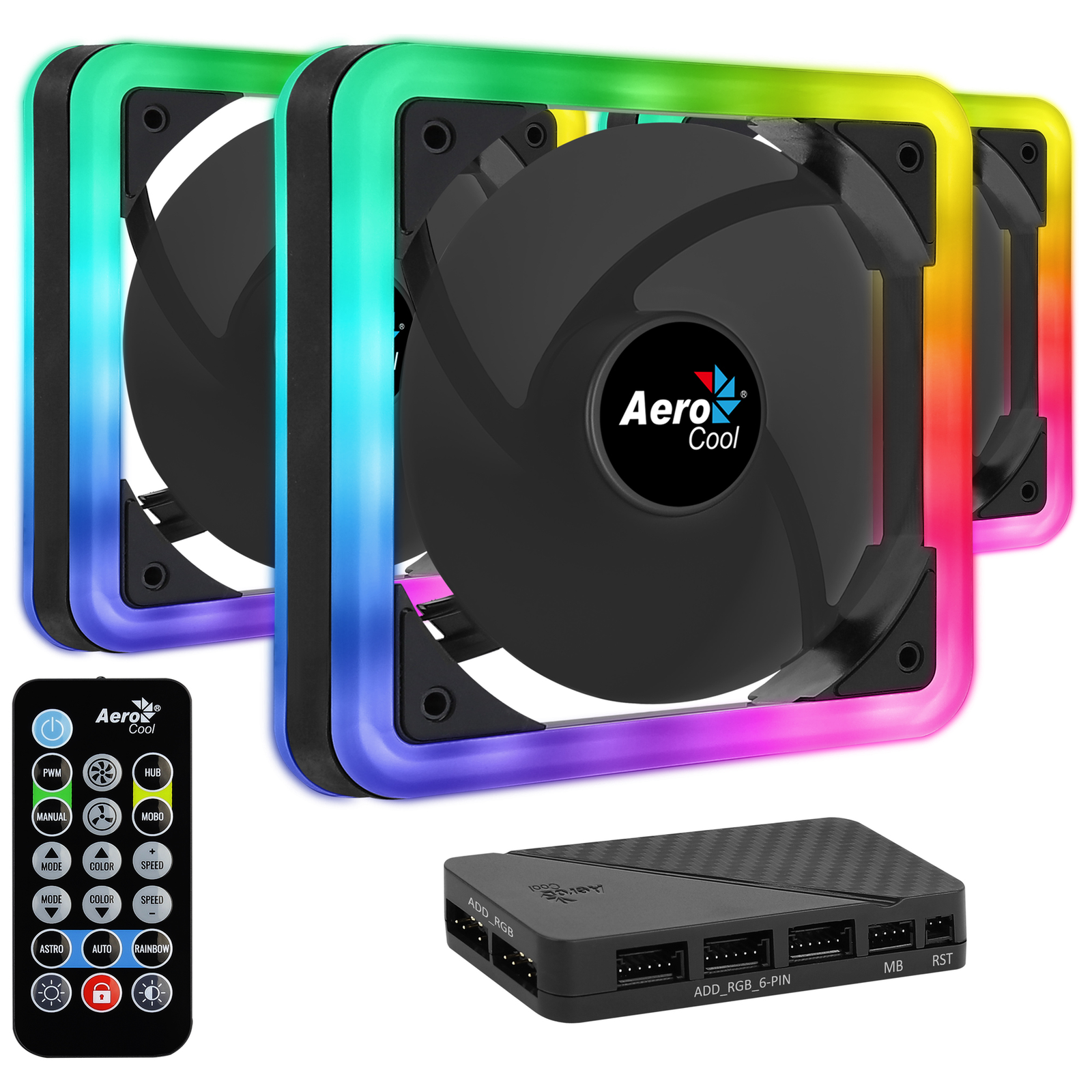 AeroCool Set of 3 EDGE 14 PRO RGB 14CM Case FANS (BLACK)
