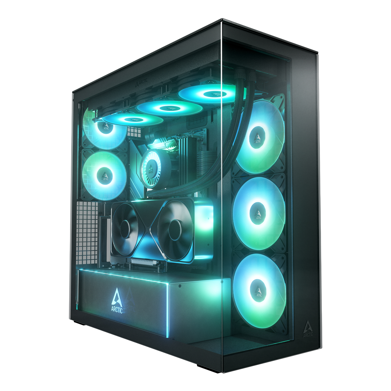 Arctic Geh Xtender Mirror Black W.GPU Vertical Mount Case ATX