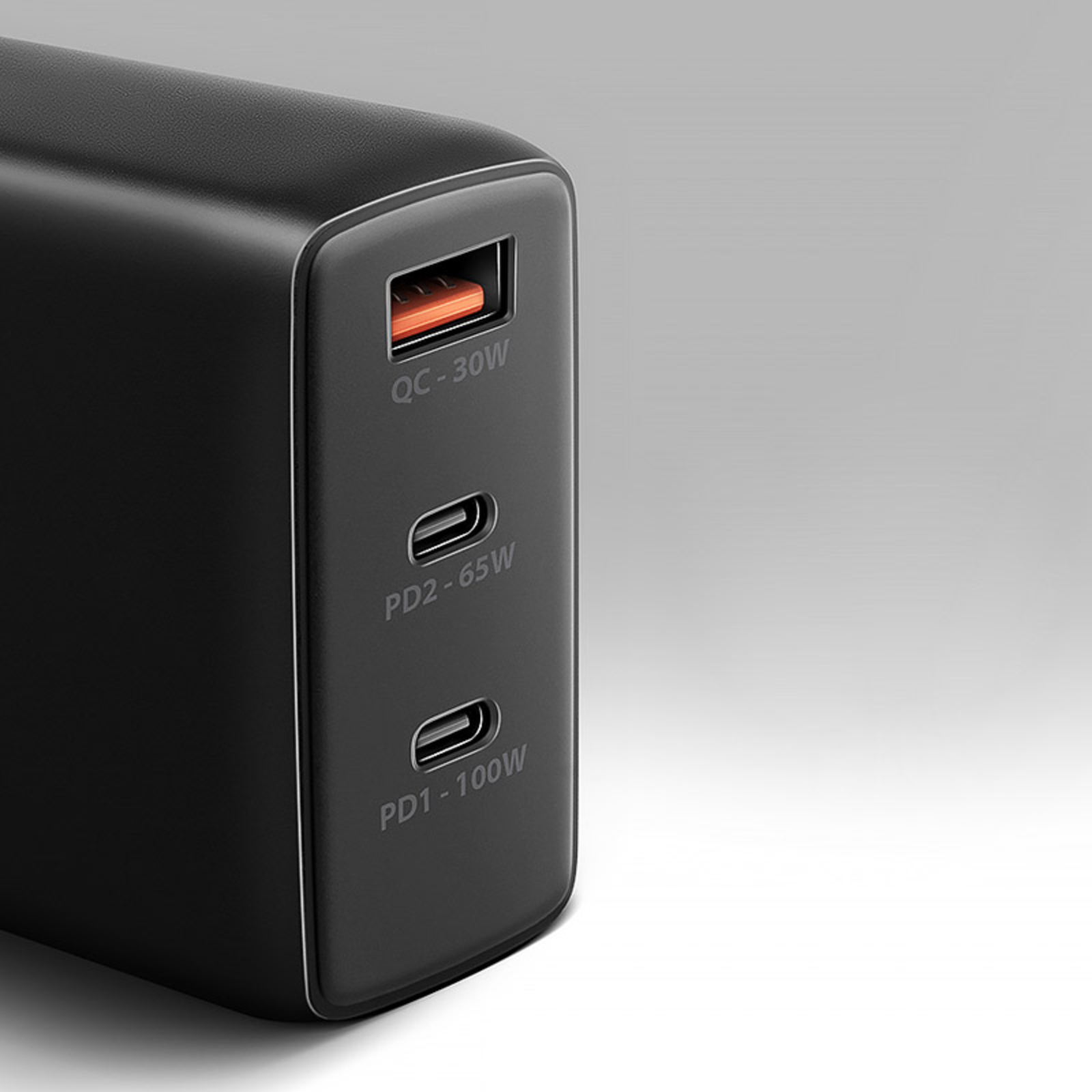 Axagon ACU-DPQ100 GaN Wall Charger 3x Port (USB + Dual USB-C) PD3.0/QC4+/PPS/Apple 100W Black