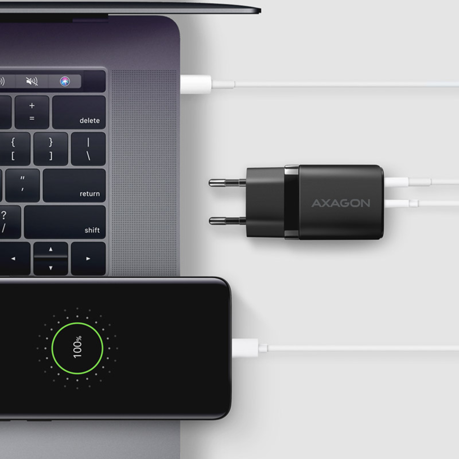 Axagon ACU-PQ30 Charger QC3.0 4.0/AFC/FCP/PPS/Apple + PD USB-C 30W Black