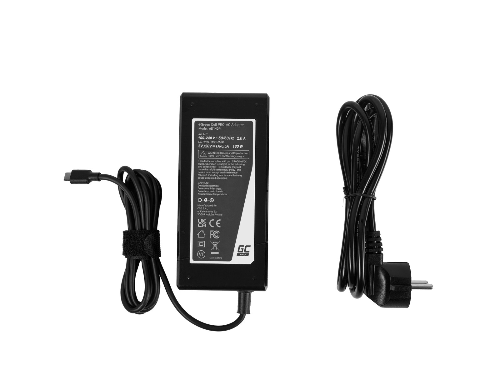 Green Cell USB-C 130W Power Supply/charger for Laptops