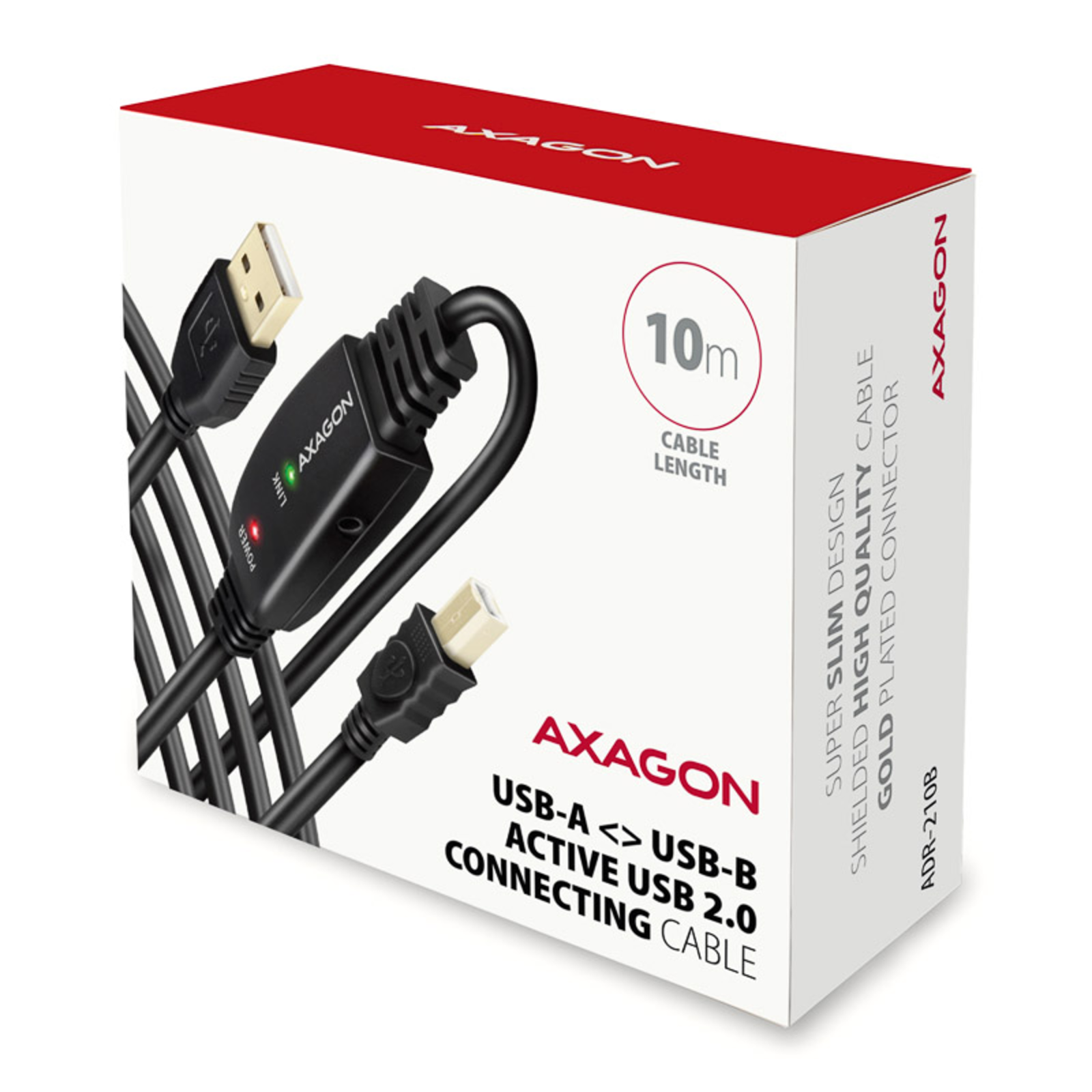 Axagon ADR-210B Active USB 2.0 Connection Cable USB-A to USB-B 10m