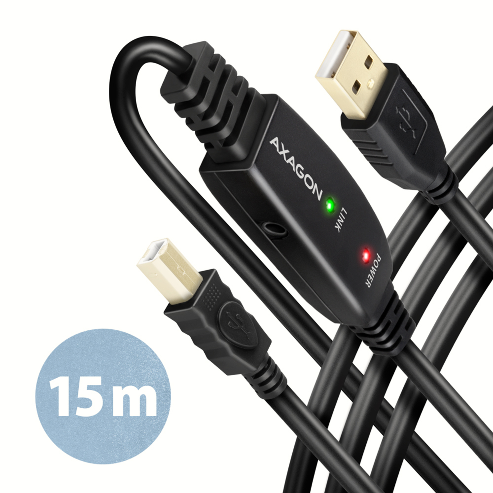Axagon ADR-215B Active USB 2.0 Connection Cable USB-A to USB-B 15m