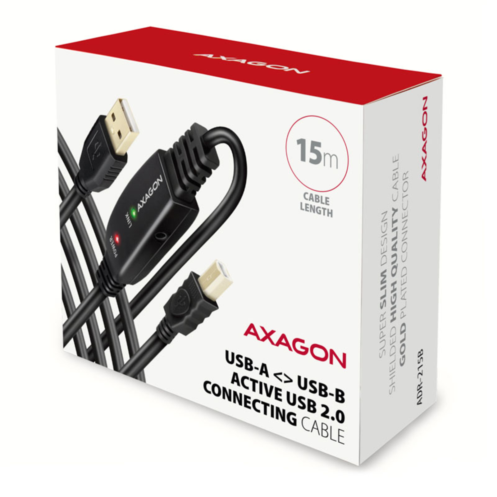 Axagon ADR-215B Active USB 2.0 Connection Cable USB-A to USB-B 15m