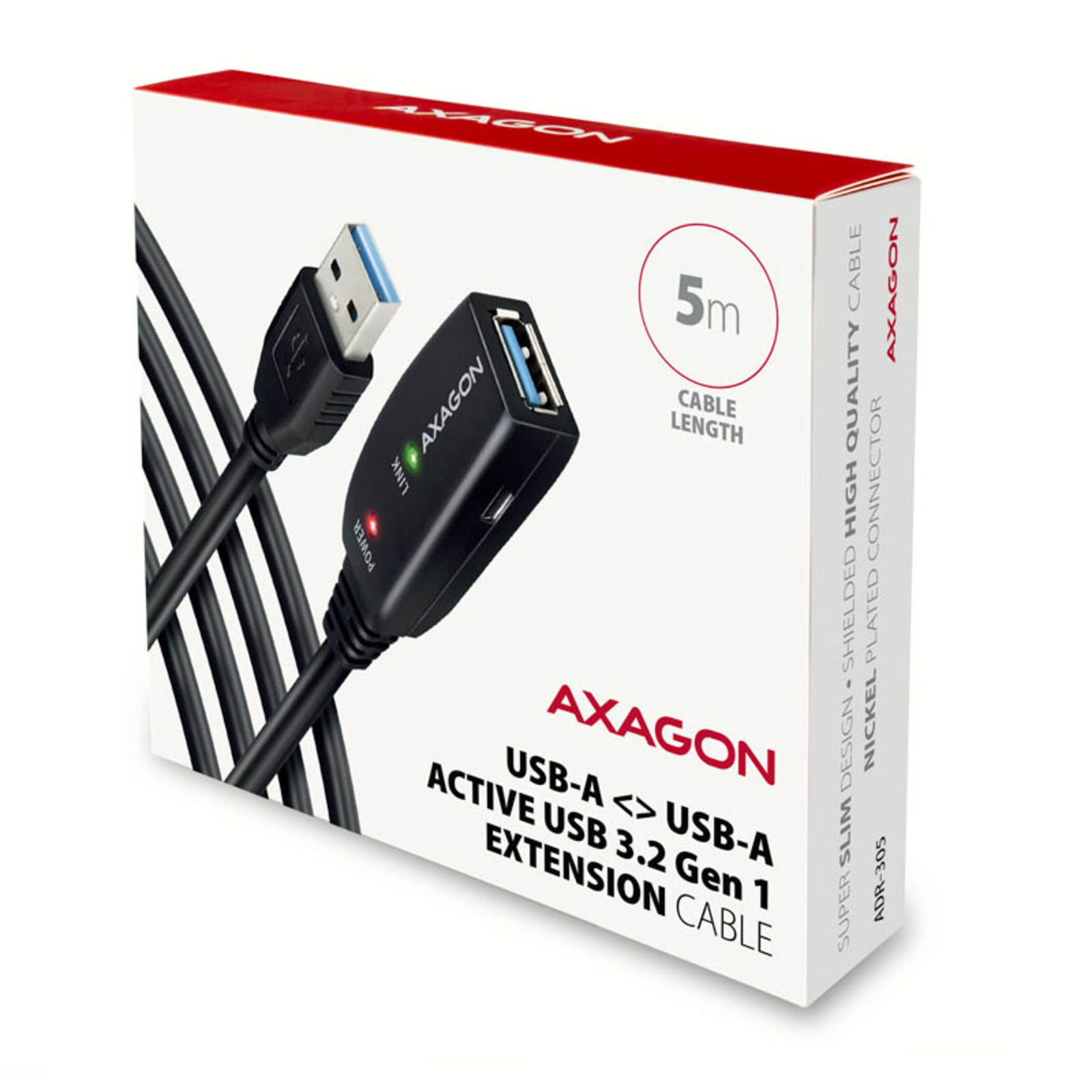 Axagon USB 3.2 Gen 1 Extension Cable Active 5m