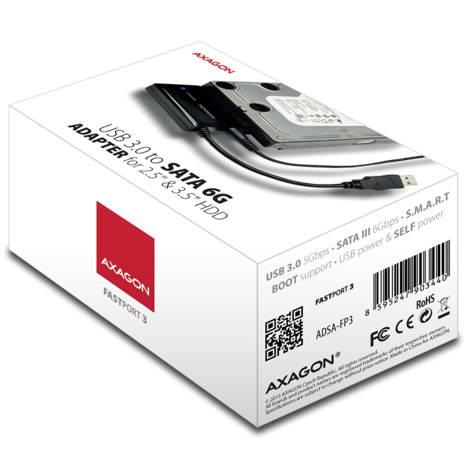 Axagon ADSA-FP3 FASTPort3 Adapter USB3.0 HDD/SSD/ODD SATA 6G Power Supply Unit