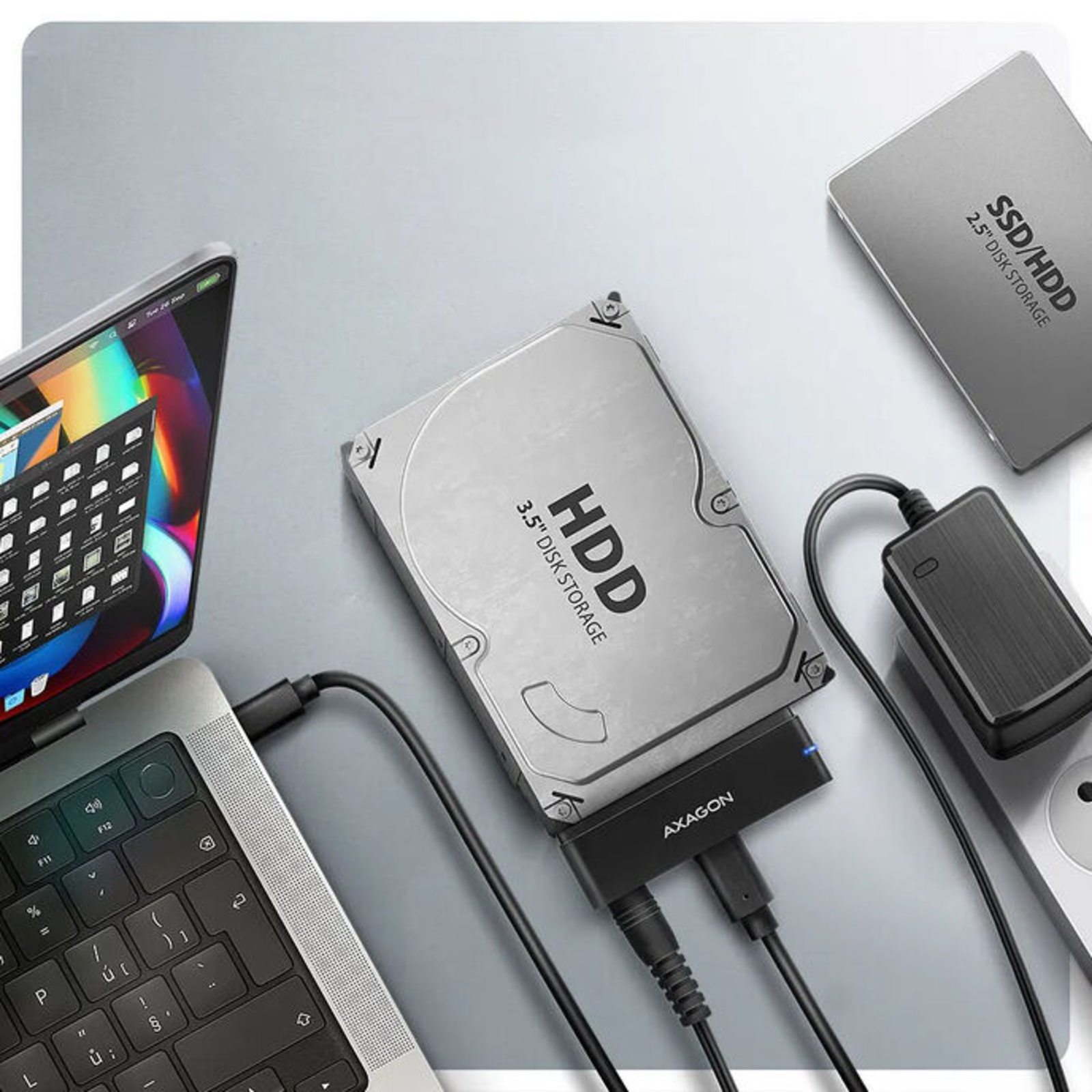 Axagon ADSA-FPX USB-C 3.2 to S-ATA SSD/HDD Adapter with Power Supply