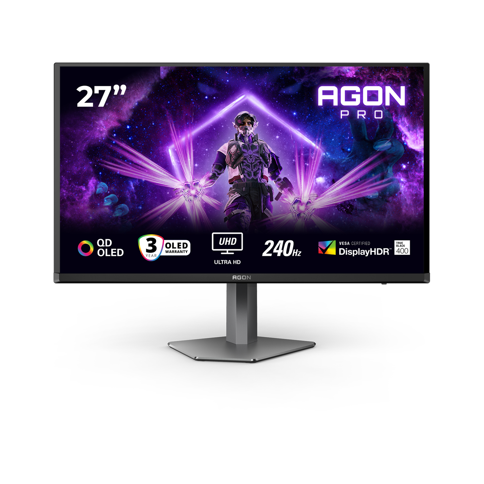 AOC AG276UZD 27-inch QD OLED UHD 240Hz 0.03ms HDMI2.1x2 DP2.1 USB3.2x2 Speakers Pivot