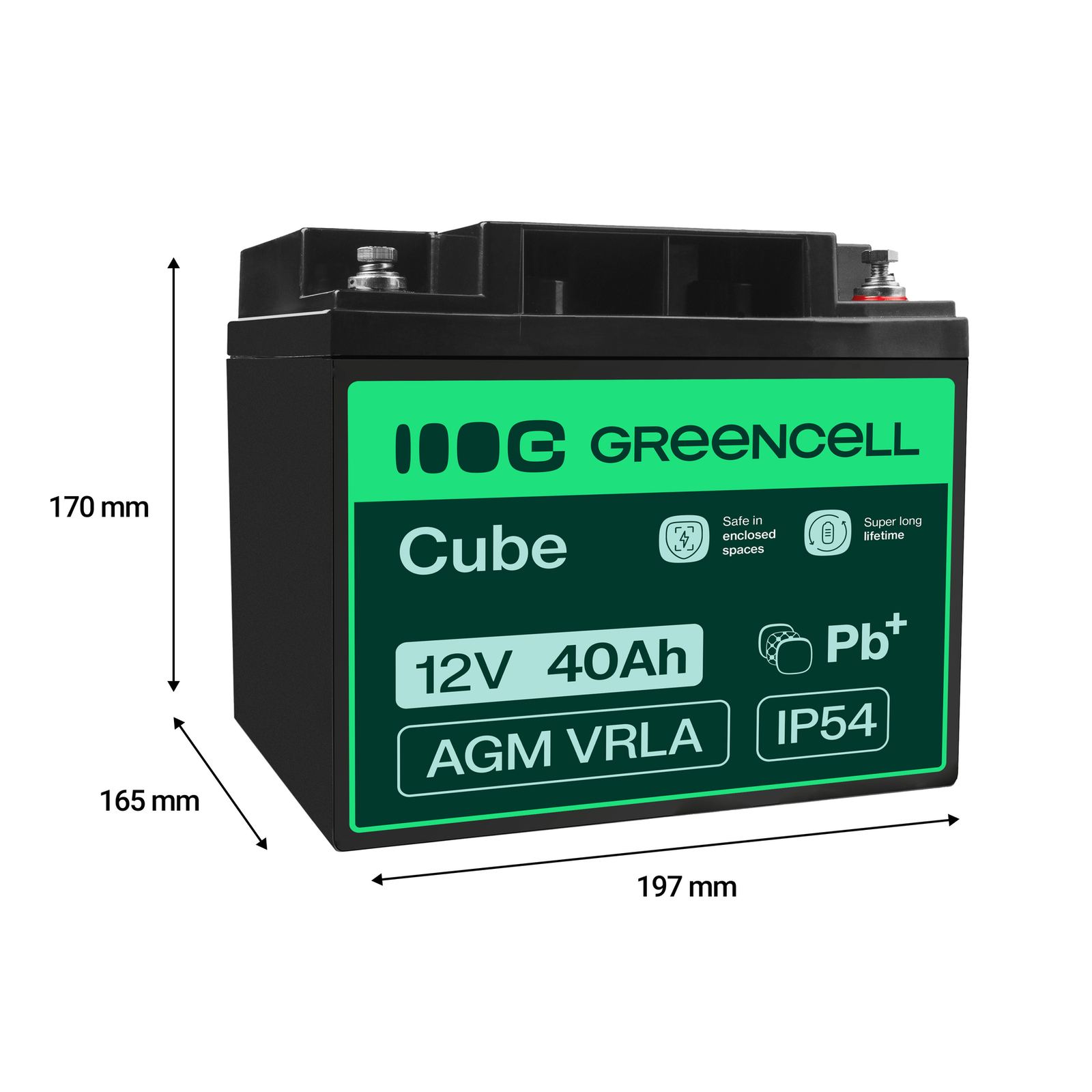 Greencell AGM Battery Lead Acid VRLA 12V 40Ah