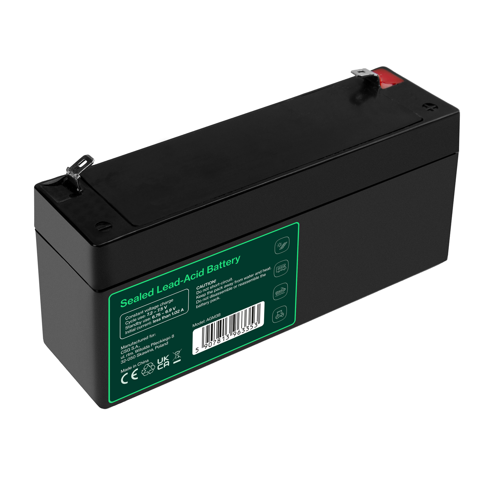 Greencell AGM Battery Lead Acid VRLA 6V 3.4Ah