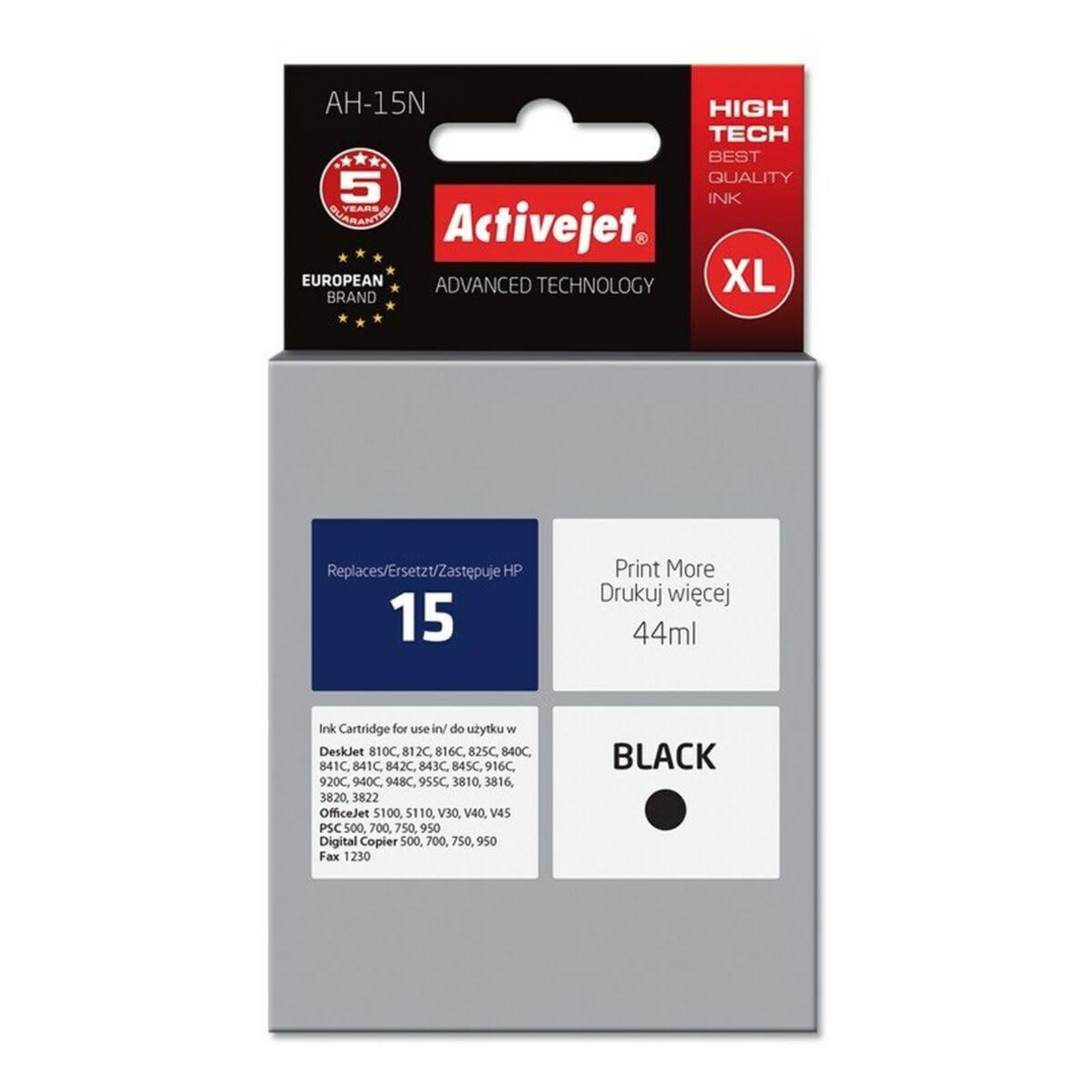 Activejet AH-15N Ink Replacement HP 15 C6615N Supreme 44 Ml Black