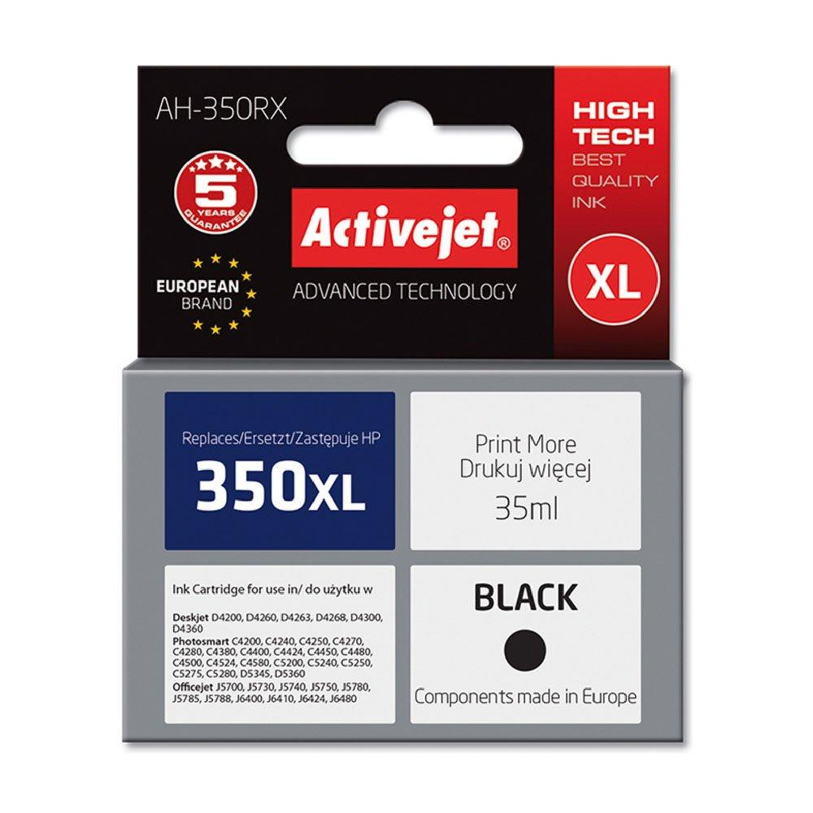 Activejet AH-350RX Ink (replacement HP 350XL CB336EE Premium 35 Ml Black)