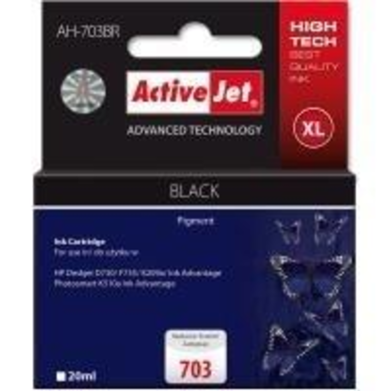 Activejet AH-703BR Ink Replacement HP 703 CD887AE Premium 20 Ml Black