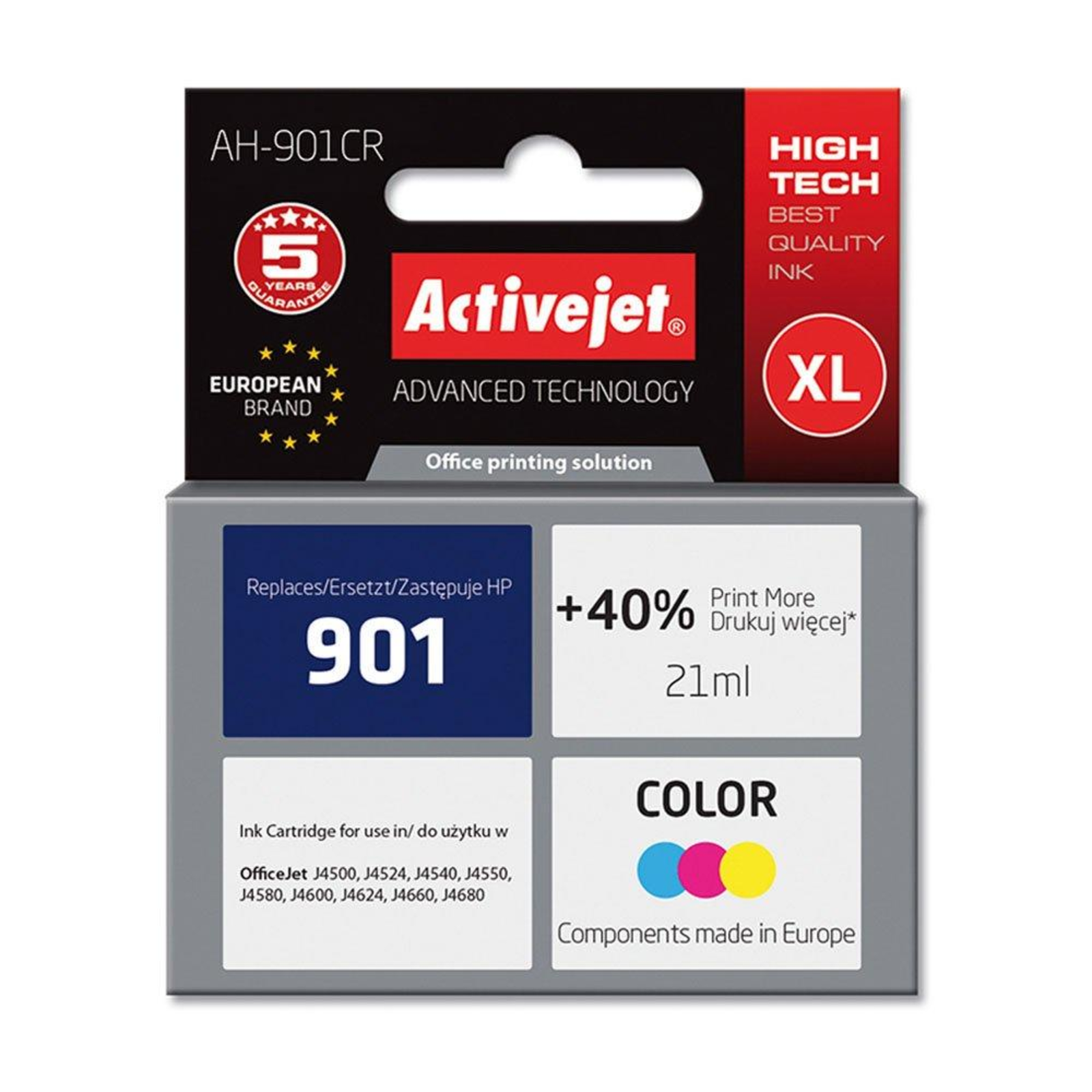 Activejet AH-901CR Ink (replacement HP 901 CC656AE Premium 21 Ml Color)