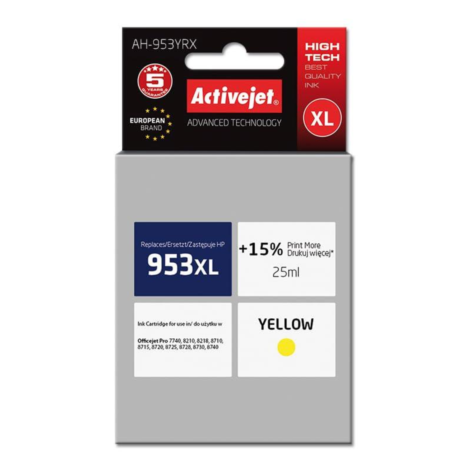 Activejet AH-953YRX Ink Replacement HP 953XL F6U18AE Premium 25 Ml