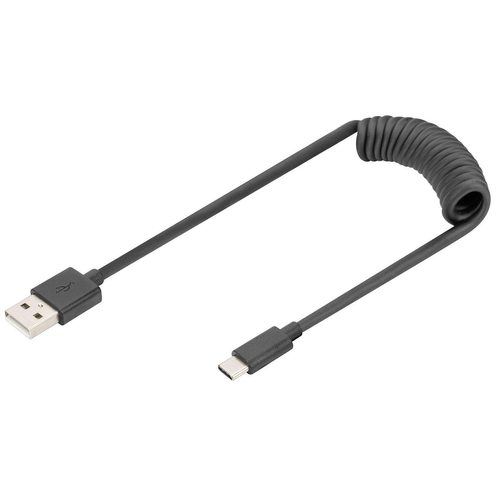 Digitus USB Cable USB 2.0 USB-A Plug USB-C Plug 1.00 M Black Reversible Plug Double Shielded