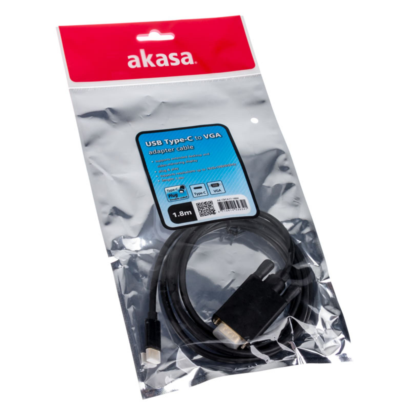 AKASA Type C Adapter Cable to VGA Black