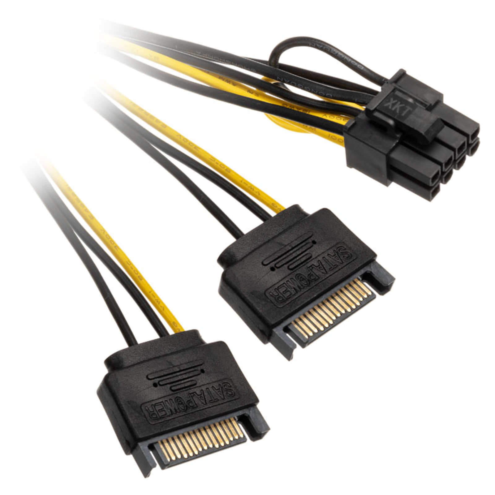 AKASA 2x 15-pin SATA to 1x 6+2-pin PCIe Adapter