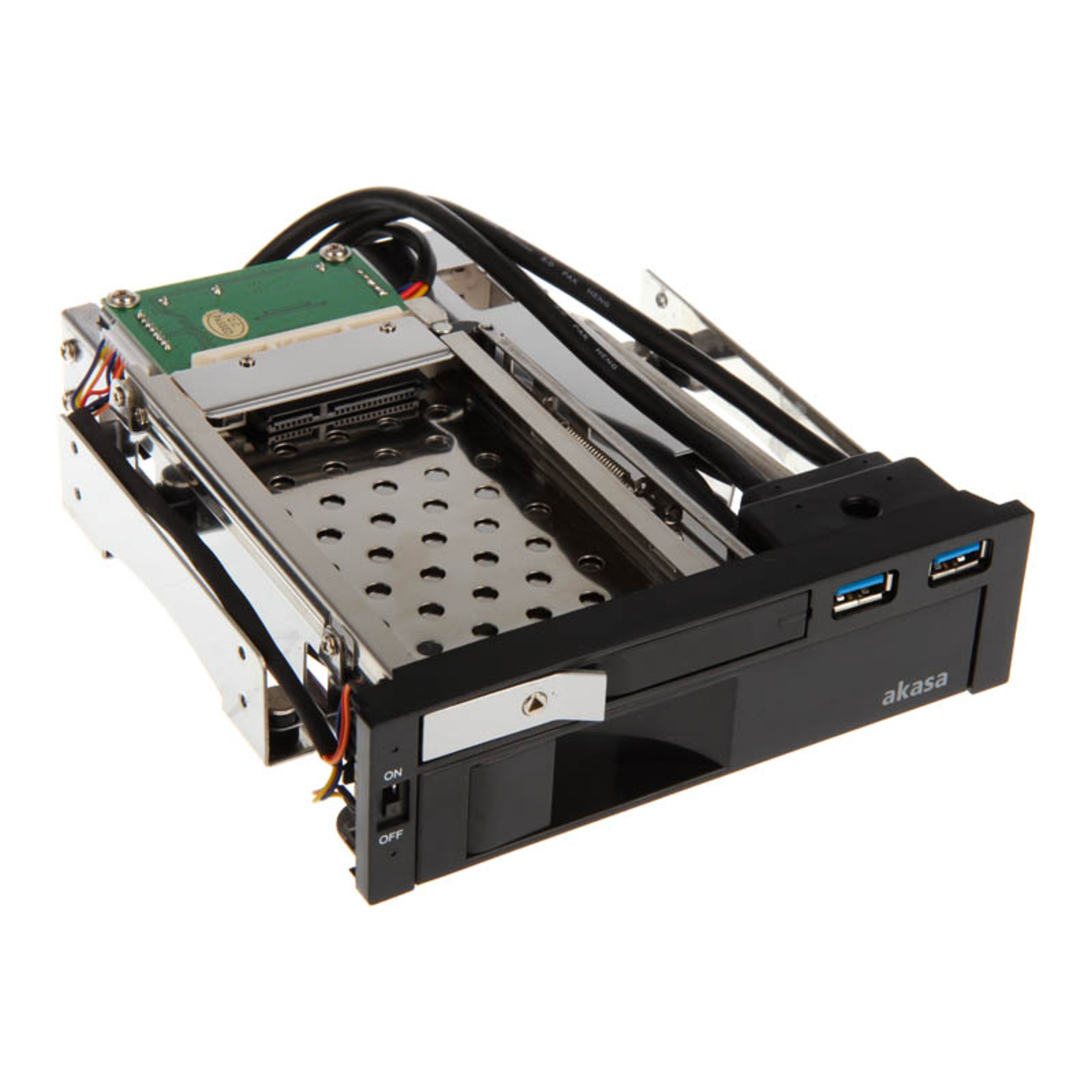 AKASA 5.25 Inch Drive Frame for 1x 3.5+1x 2.5 Inch Incl. 2x USB 3.0